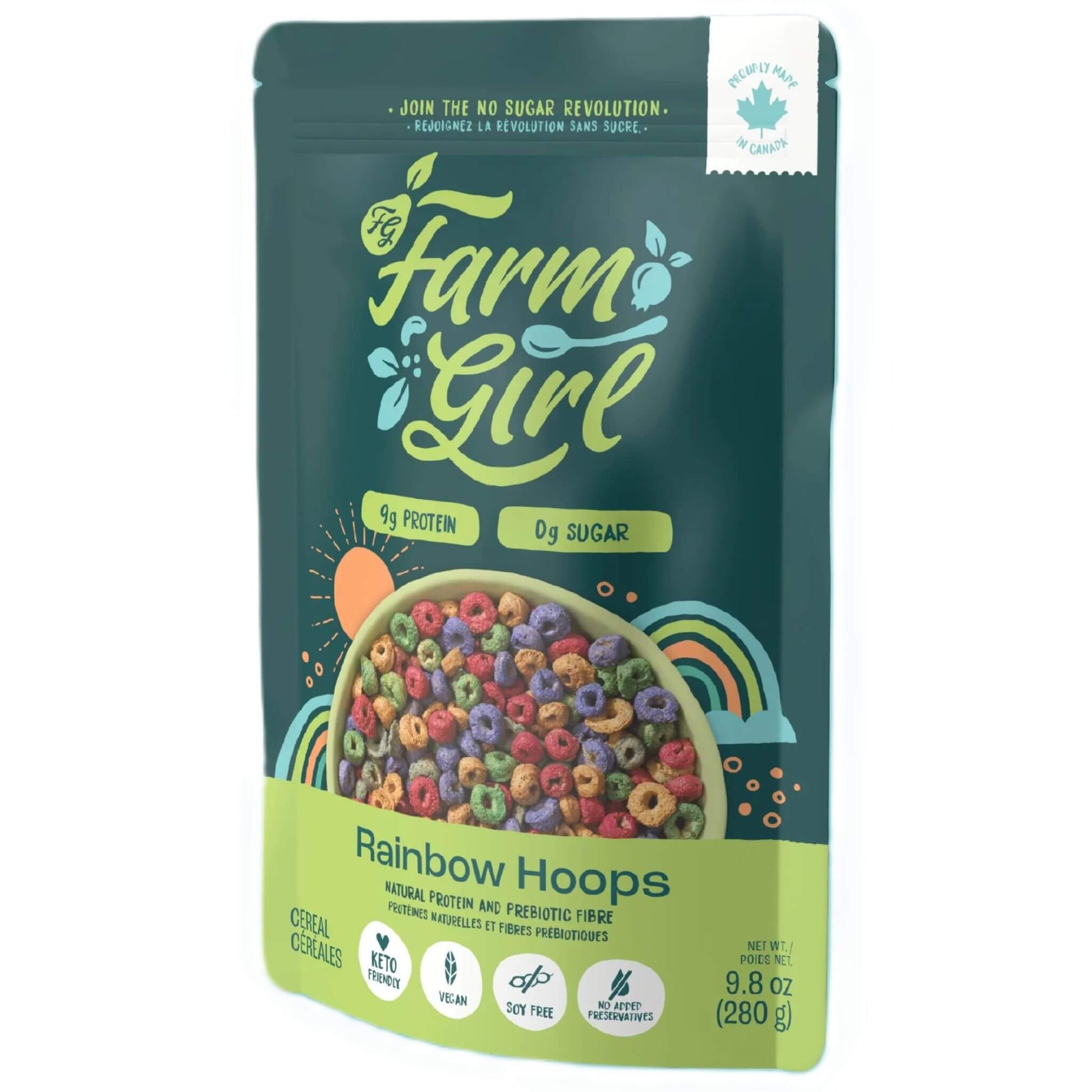 Farm Girl Rainbow Hoops Keto Vegan Cereal 280g - Rich in Ingredients, Suitable for Kids, Fits Your Dietary Need, Keto Friendly Cereal, Suitable for Kids