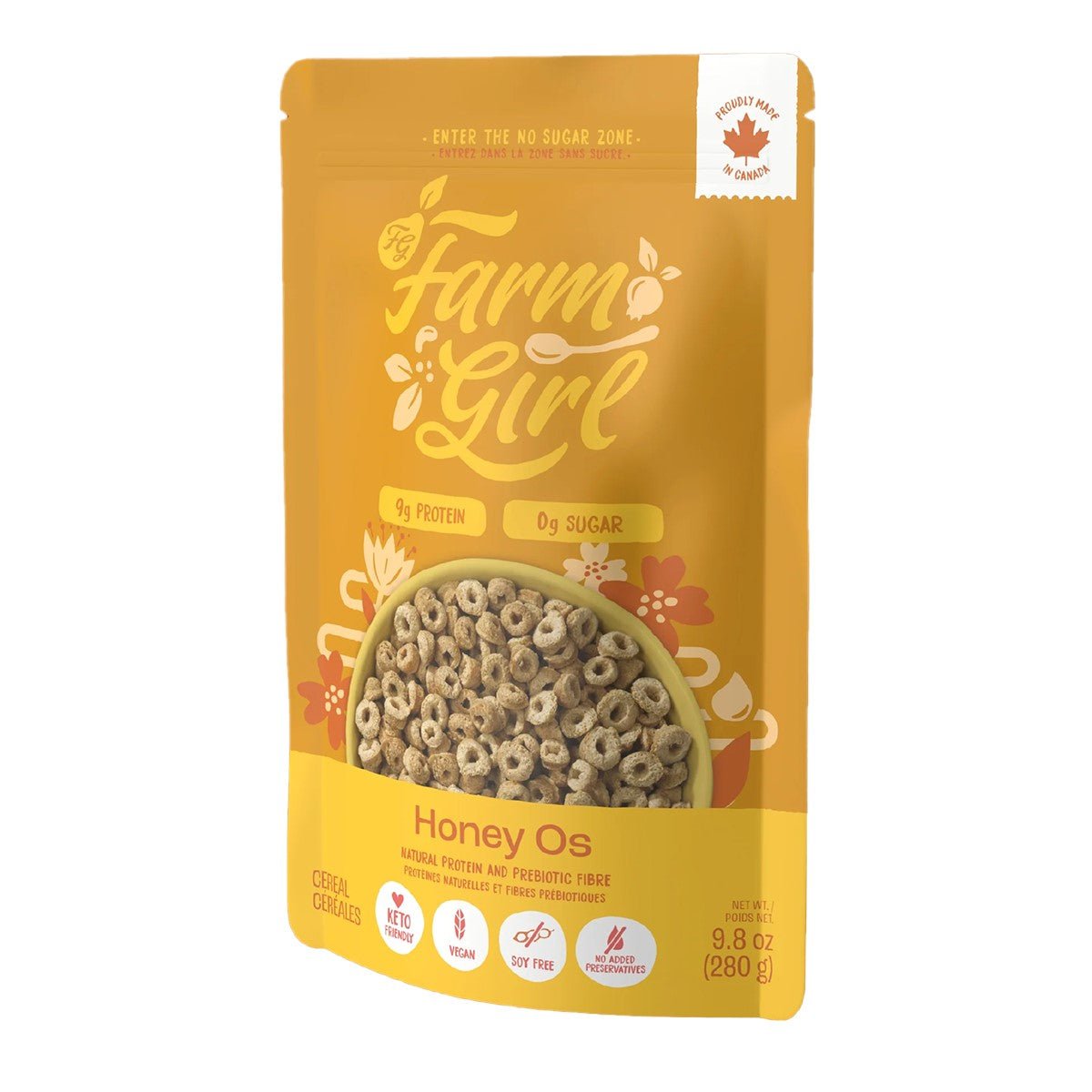 Farm Girl Honey O's Keto Vegan Cereal 280g - Supports Gut and Brain Functioning, Delicious Breakfast for Kids, Contains Best Ingredients for Optimal Health