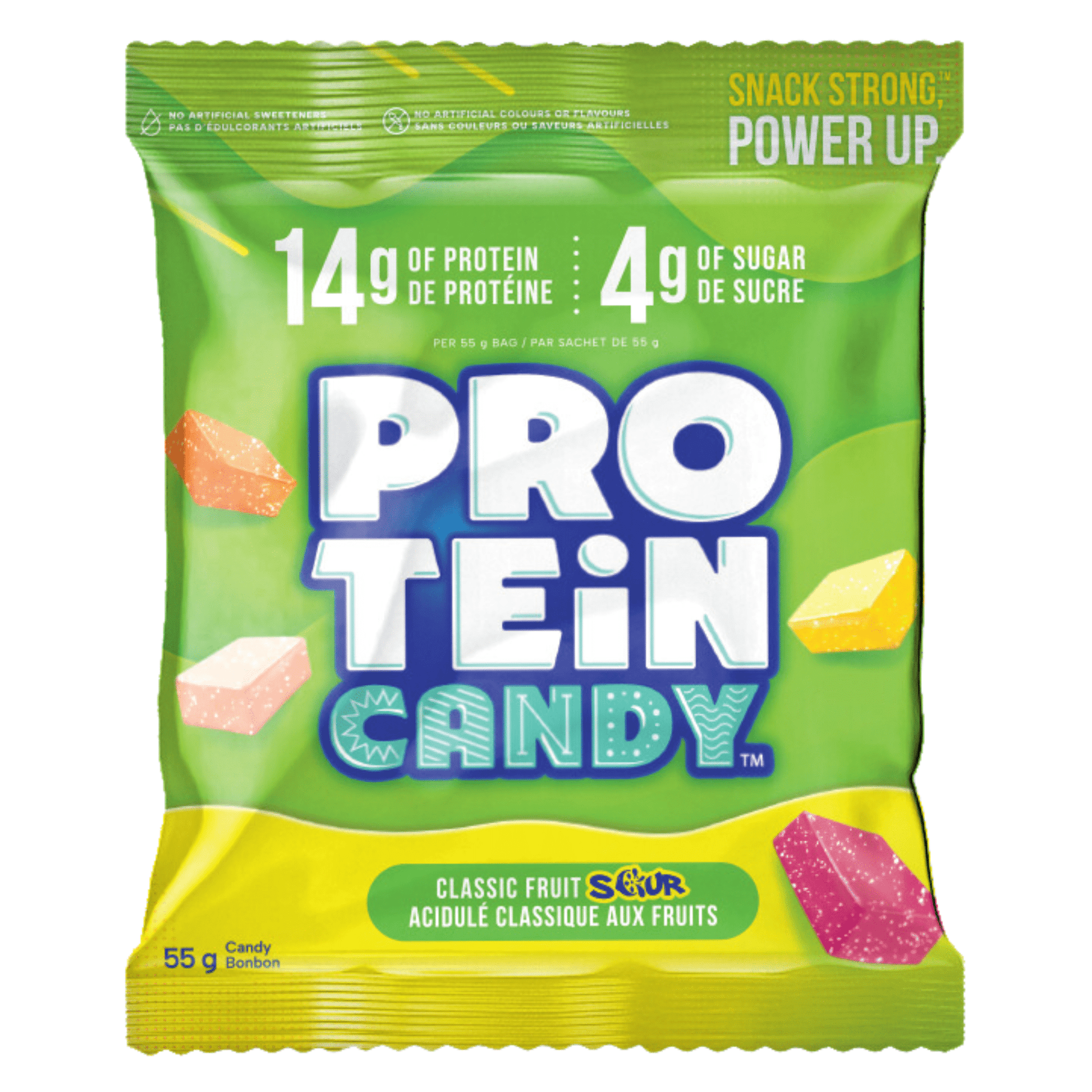 Protein Candy Sour Classic Fruit 55g - The Pucker With Protein You Need, It’s Not Gummy, It’s Not Chew, It’s Protein Candy With Low Sugar and High Protein, Perfect for Snacking On The Go!