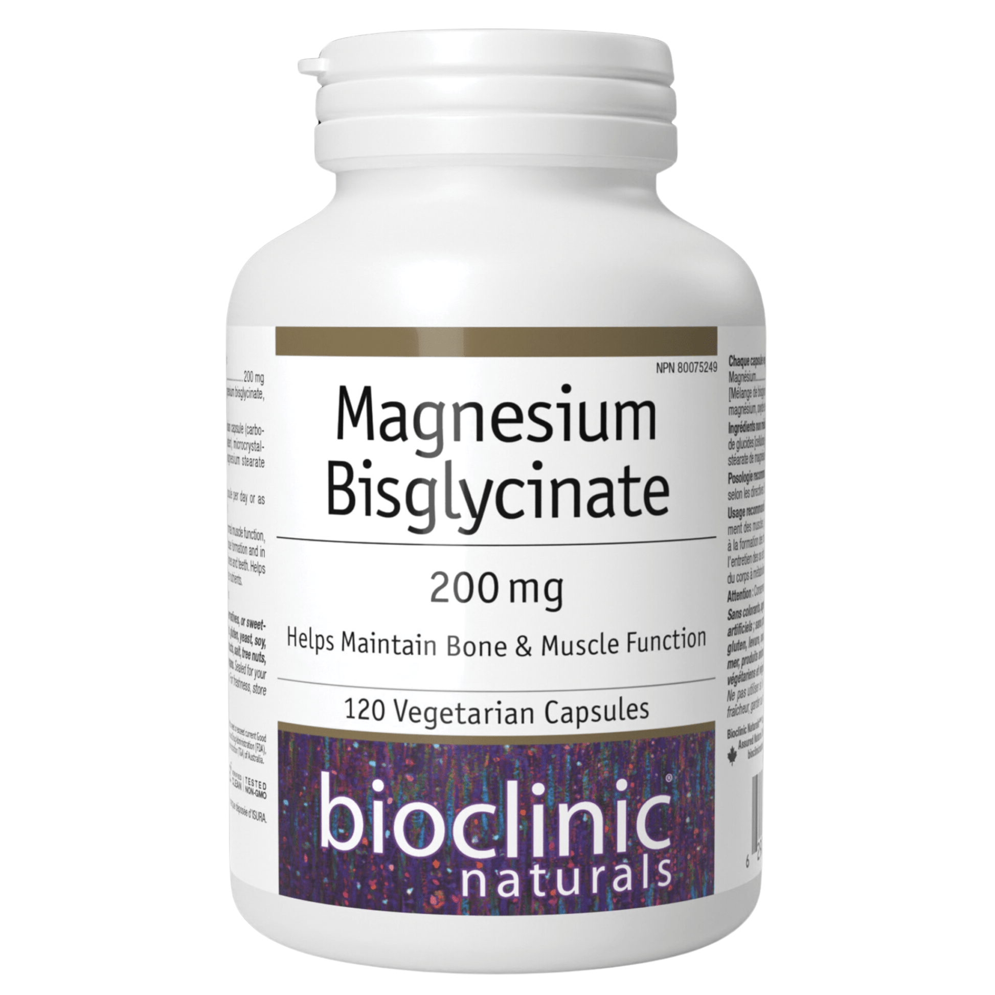 Bioclinic Naturals Magnesium Bisglycinate 200mg 120 Vegetarian Capsules