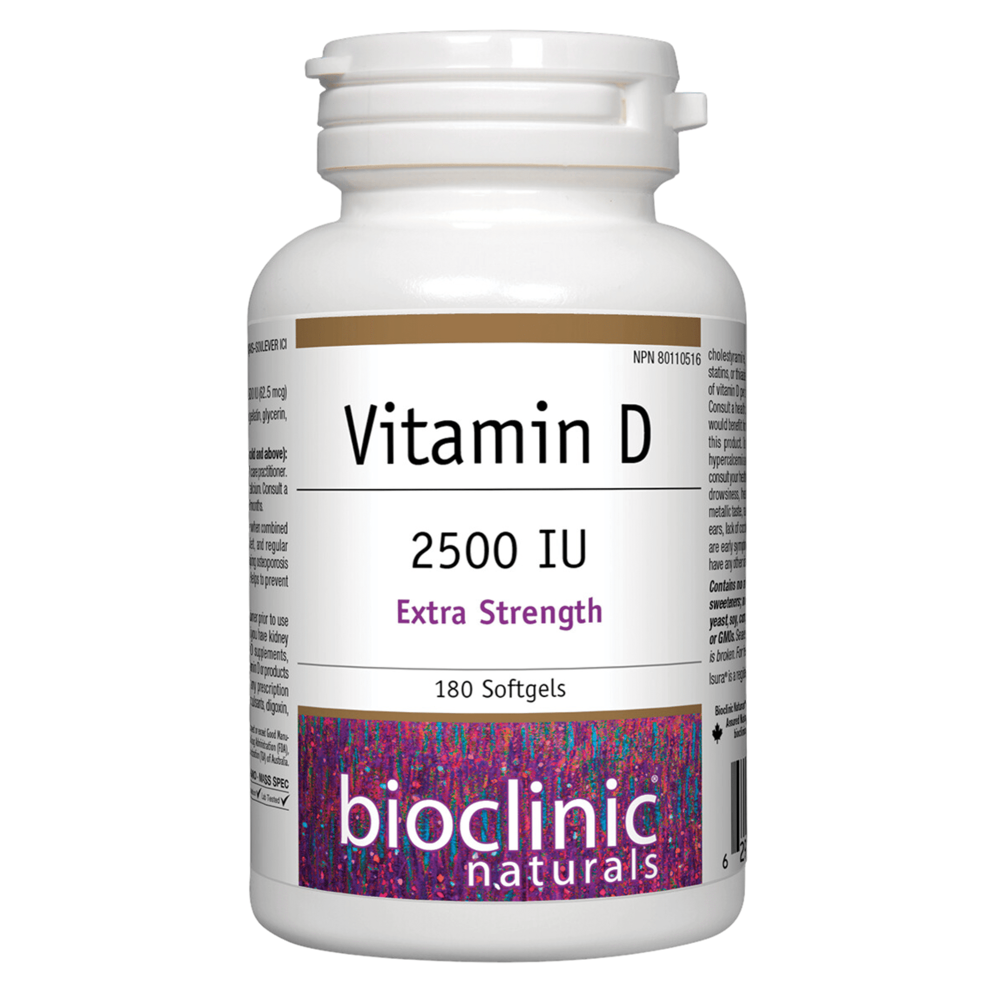 Bioclinic Naturals Vitamin D3 2500IU 180 Softgels
