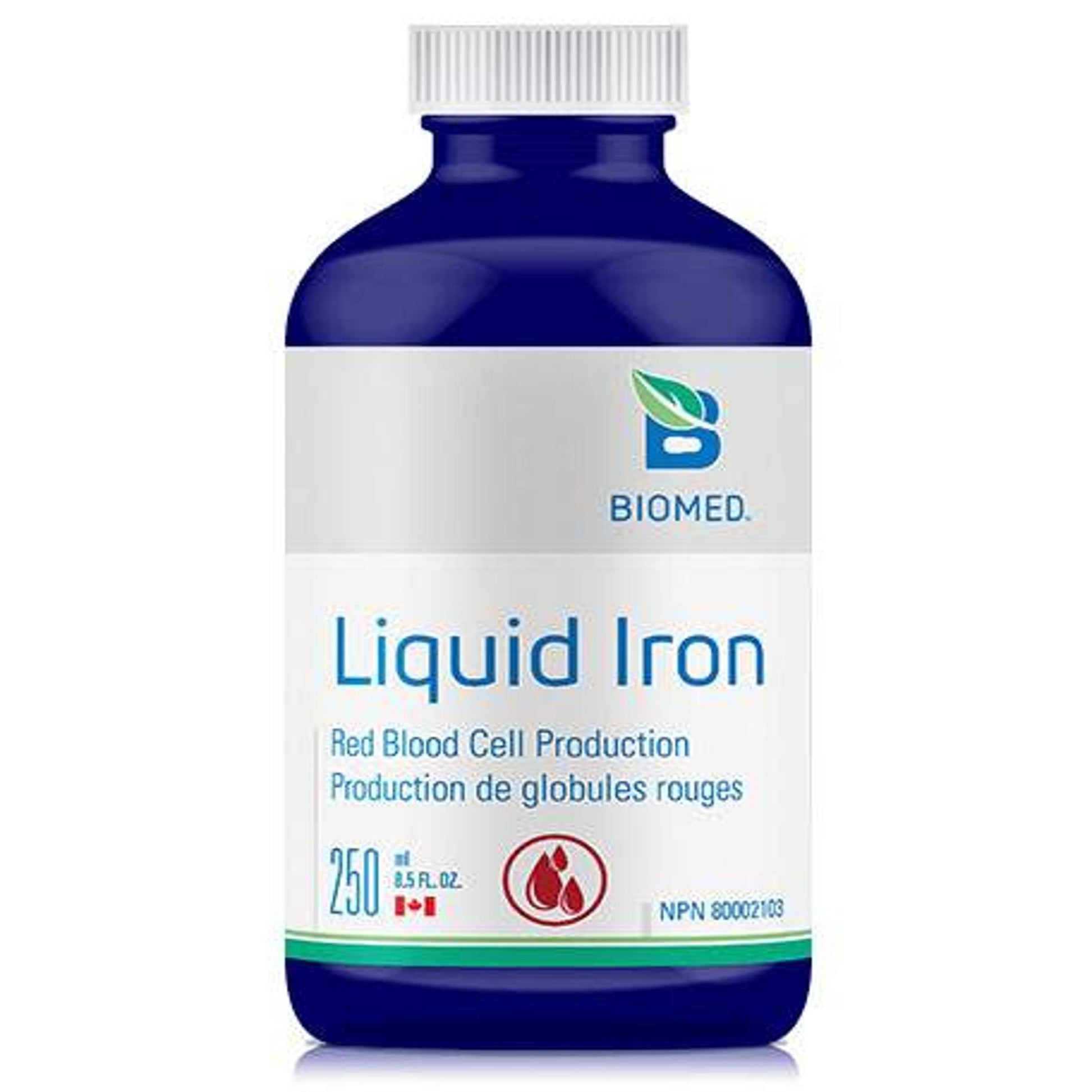 Biomed Liquid Iron 250ml - Supports Hemoglobin, Anemia, Iron Deficiency, Non-constipating Citrate Form of Iron Blended With Vitamin B12 and Folic Acid, Helps Produce Red Blood Cells
