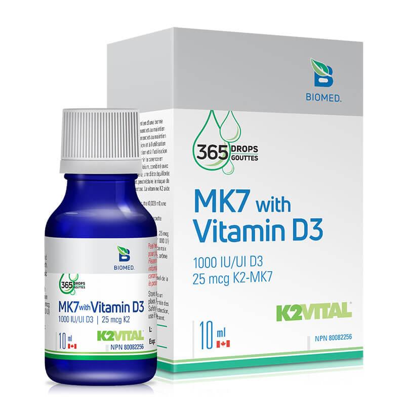 Biomed Mk7 With Vitamin D3 10ml - Maintain Healthy Bones and Teeth, Reducing Risk of Osteoporosis, Enhance Calcium Absorption in Bones