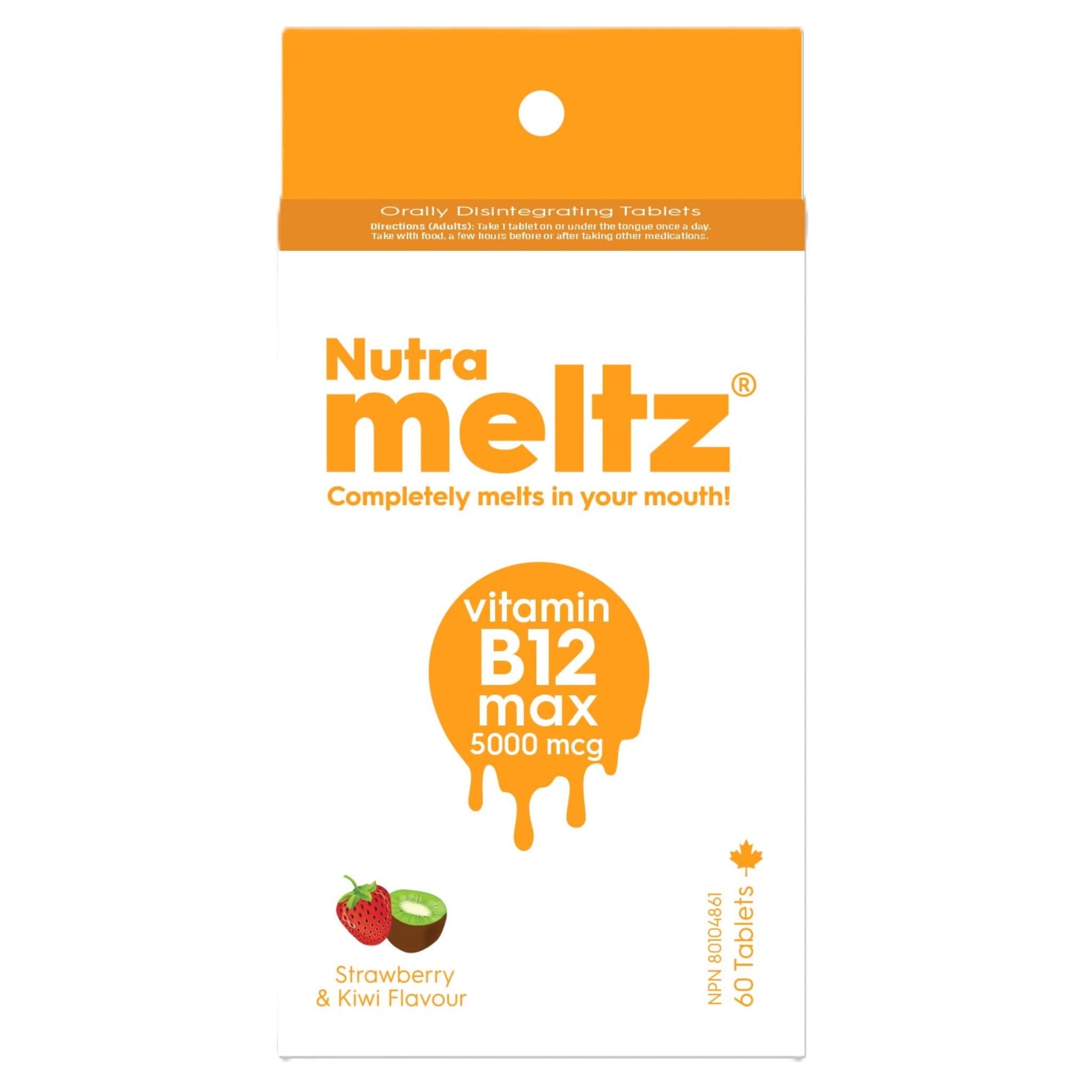 Nutrameltz Vitamin B12 Max 5000mcg 60 Tablets - Helps Create Healthy Red Blood Cells, Boosts Energy, Promote Healthy Metabolism And Immune Function, Keeps Bodies Healthy And Functioning Optimally