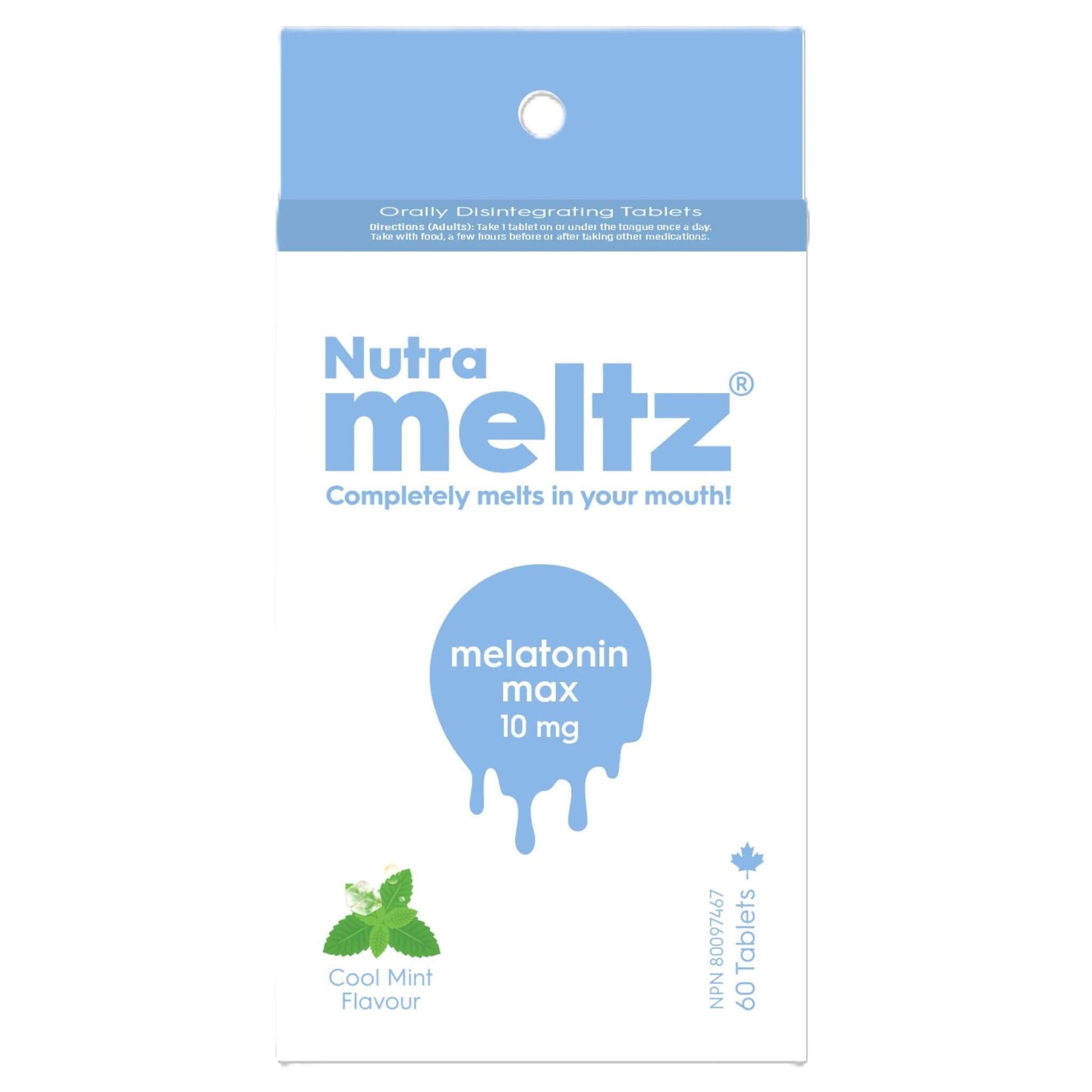 Nutrameltz Melatonin Max 10mg 60 Tablets - Helps With Sleep Cycle, Promotes Day Time Energy, Quick Dissolving Tablets For Restful Sleep, Protects Cell From Damage