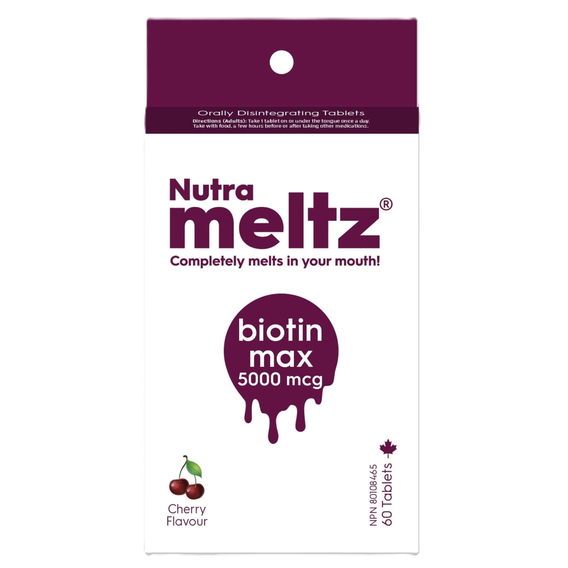 Nutrameltz Biotin Max 5000mcg 60 Tablets - Improves Immunity And Energy Metabolism, Helps Support Nervous System, Dissolving Tablets For Biotin Deficiency, Promotes Digestion