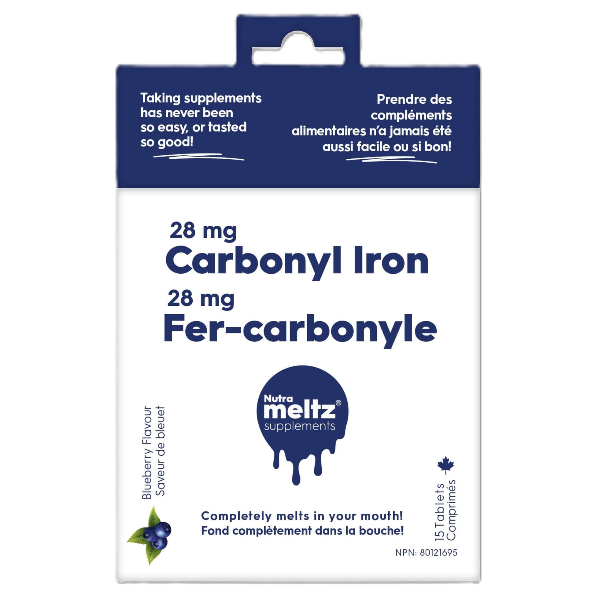 Nutrameltz Carbonyl Iron 28mg 15 Tablets - Provides Essential Iron For Health Maintenance, Healthy Red Blood Cells, Preserving Energy And Focus, Fast-Dissolving Tablet