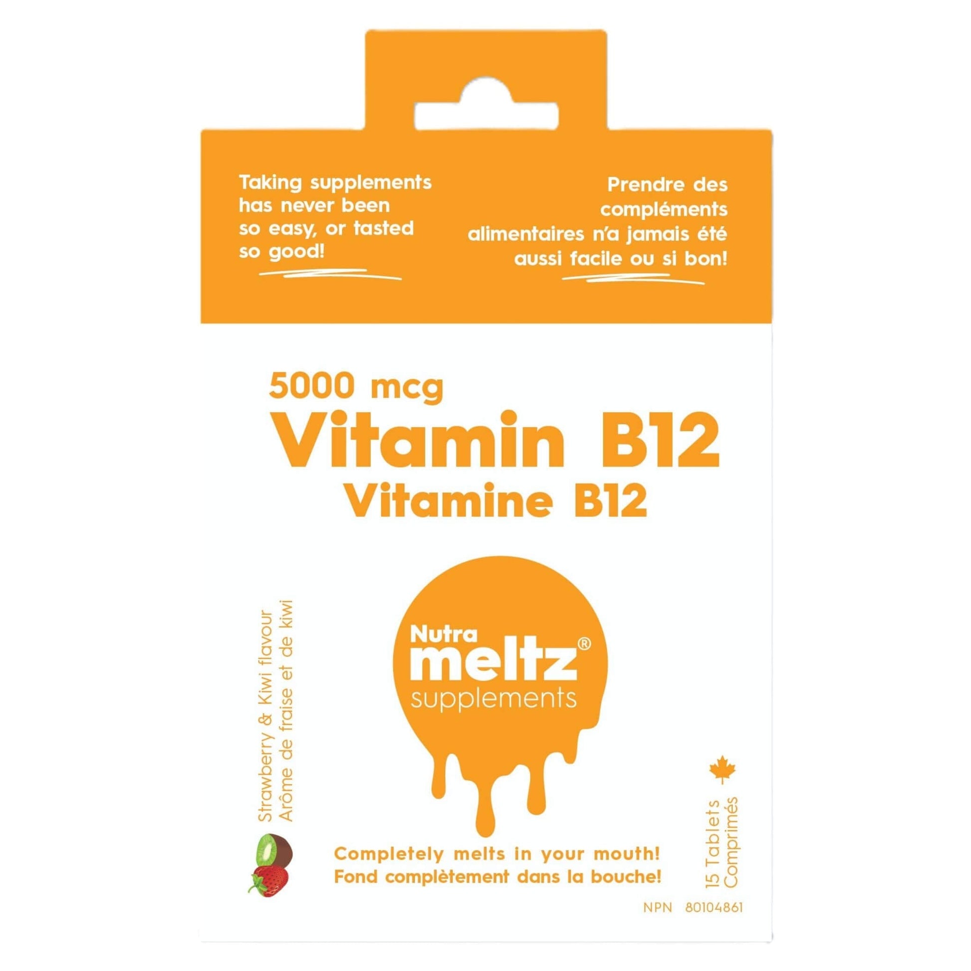 Nutrameltz Vitamin B12 5000mcg 15 Tablets - Supports Healthy Brain Function And Immune Function, Boosts Energy, Promote Healthy Metabolism, Promote Healthy Nervous System