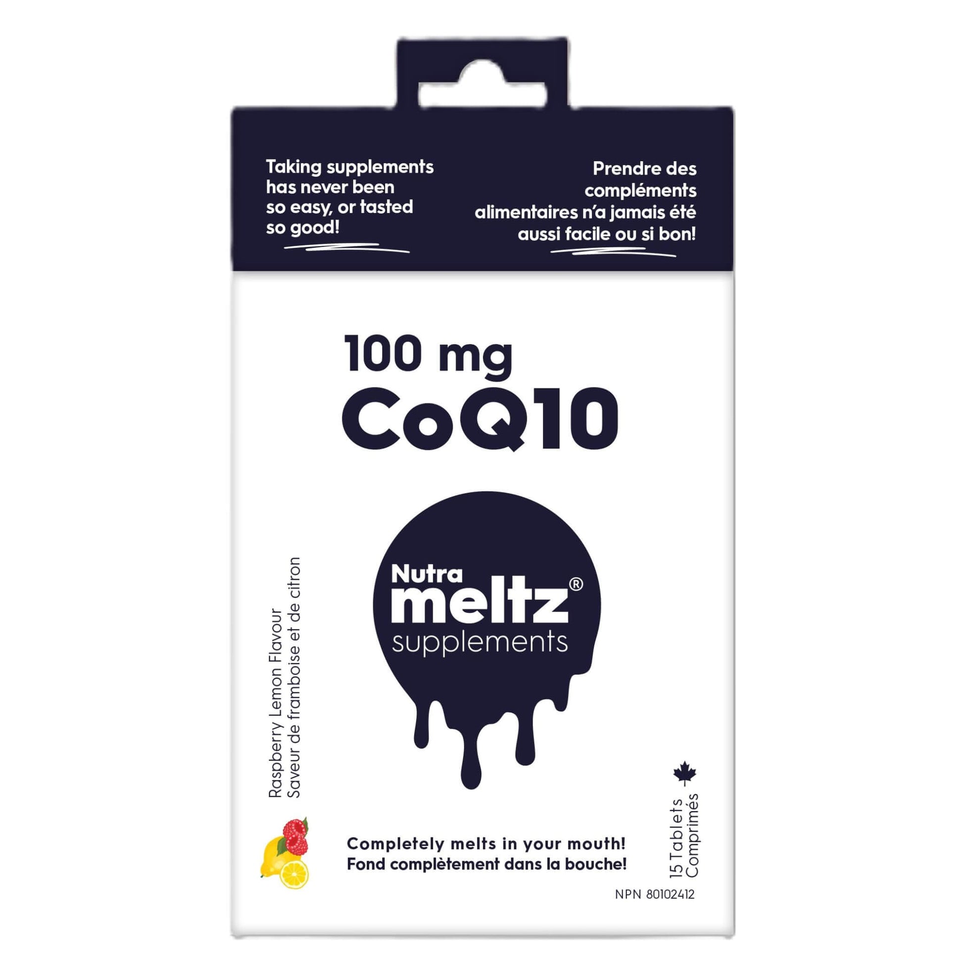 Nutrameltz CoQ10, 100mg 15 Tablets - Supports Heart Health, Protects Brain Health, Enhances Energy Production, Quick Dissolving Tablets For Enzyme Deficiency, Lowers Blood Pressure
