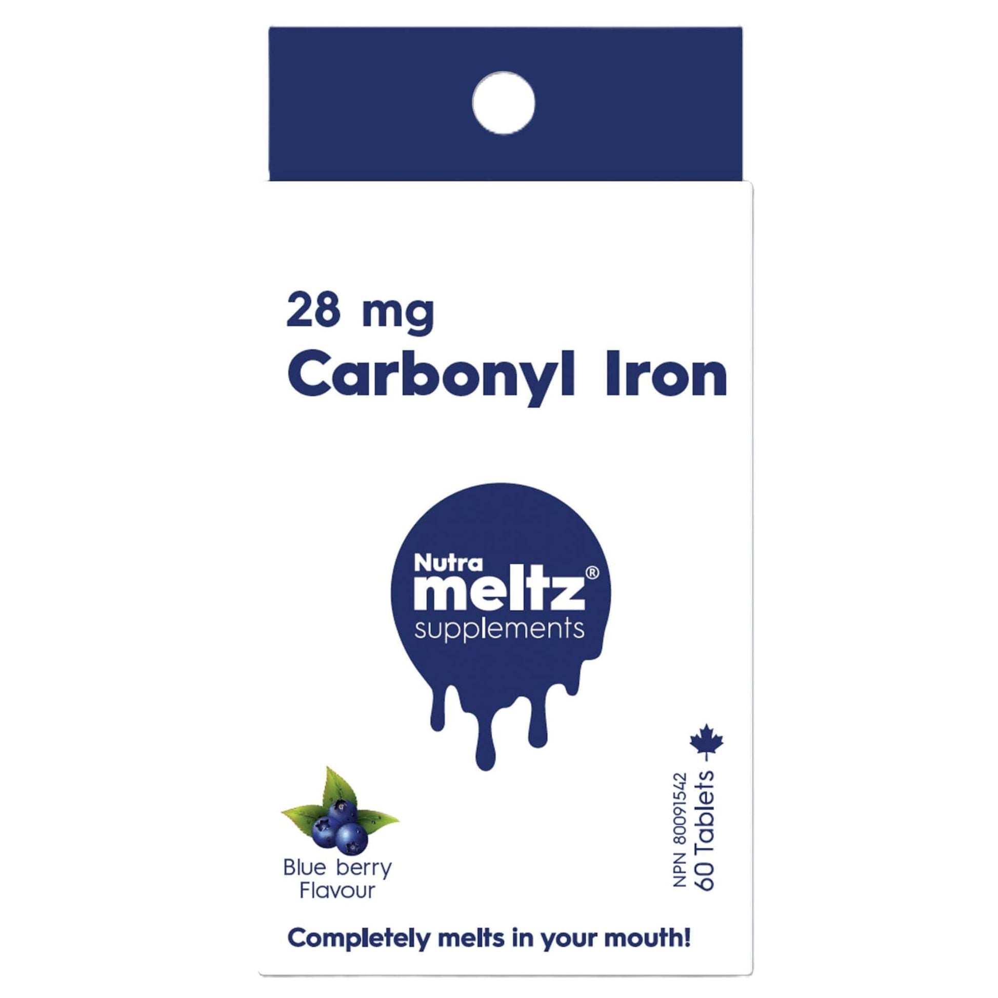 Nutrameltz Carbonyl Iron 28mg 60 Tablets - Provides Essential Iron For Health Maintenance, Healthy Red Blood Cells, Support Muscle Function, Preserve Energy And Focus, Easy On Stomach