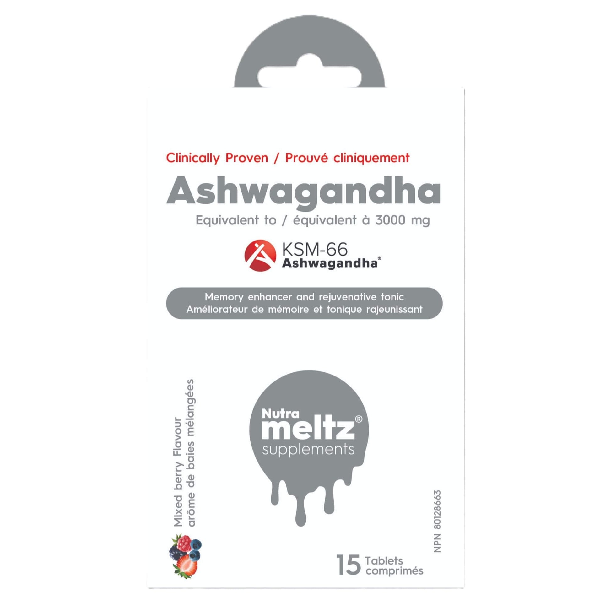 Nutrameltz Ashwagandha 250mg 15 Tablets - Made From Plant Root, Rich In Adaptogenic Benefits, Also Called An Adaptogen, Antioxidant, Helps Body Deal With Stress And Function Better