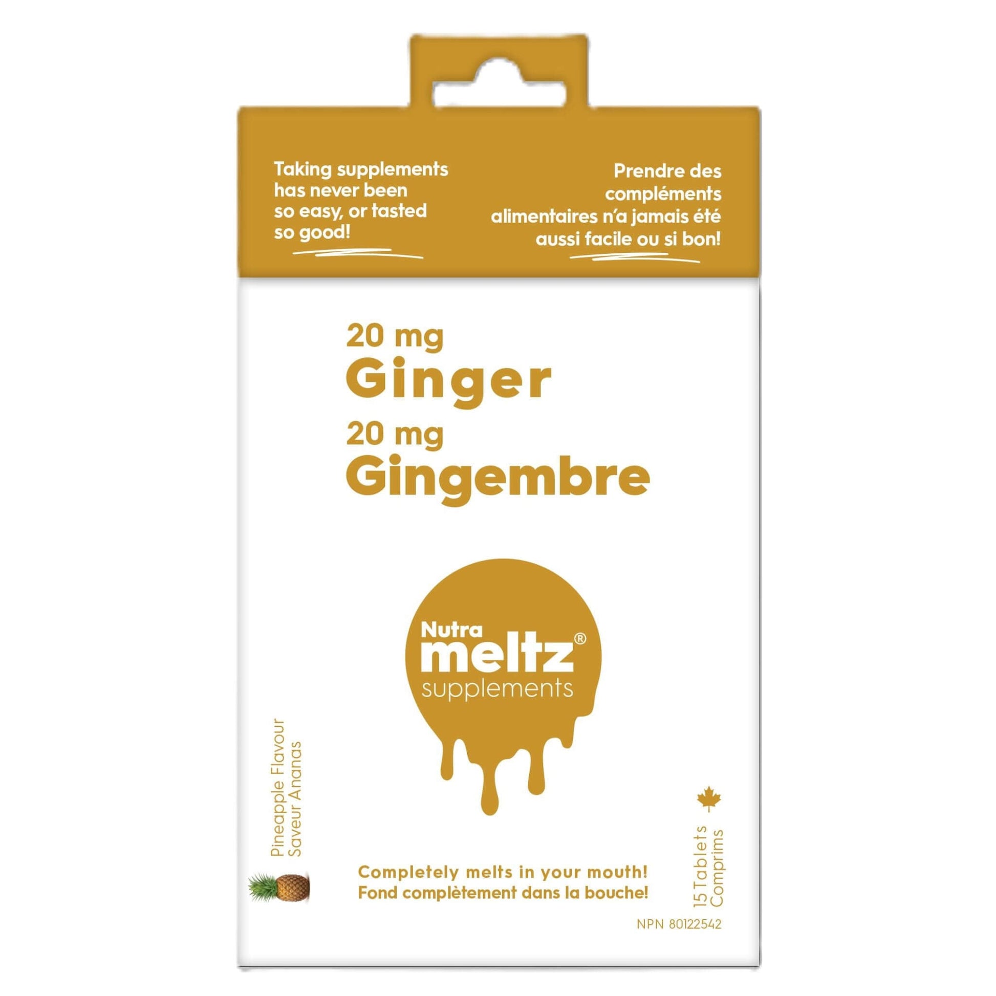 Nutrameltz Ginger 20mg 15 Tablets - Possesses Potent Anti-Inflammatory And Antioxidant Properties, Alleviates Digestive Discomfort, Eases Nausea, And Supports Gastrointestinal Health, Have Potential Health Benefits
