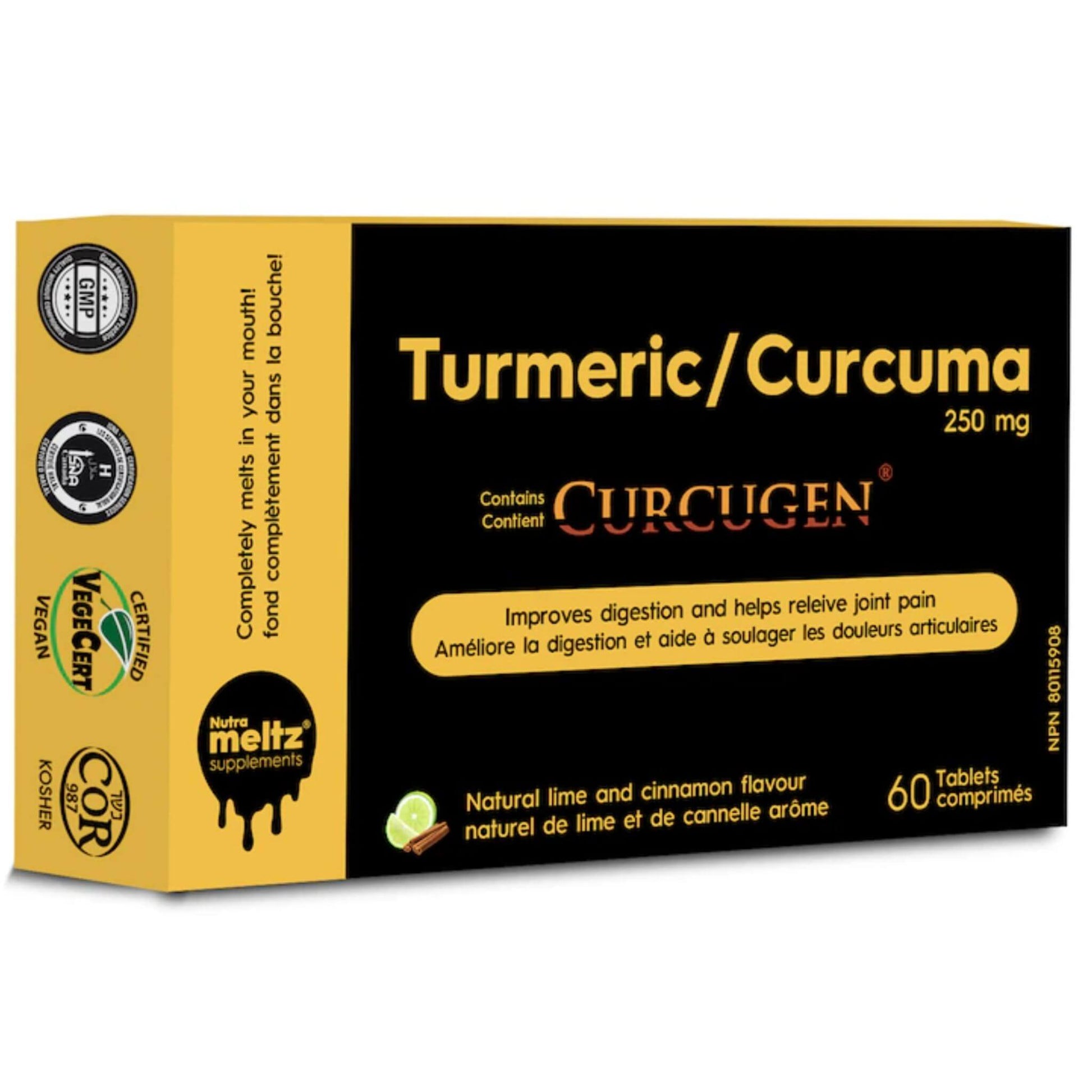 Nutrameltz Curcugen Turmeric 250mg 60 Tablets - Relieves Joint Pains, Improves Digestion, Supports Inflammation, Good Source Of Antioxidant, Helps In Wound Recovery, Reduces Swelling And Damage