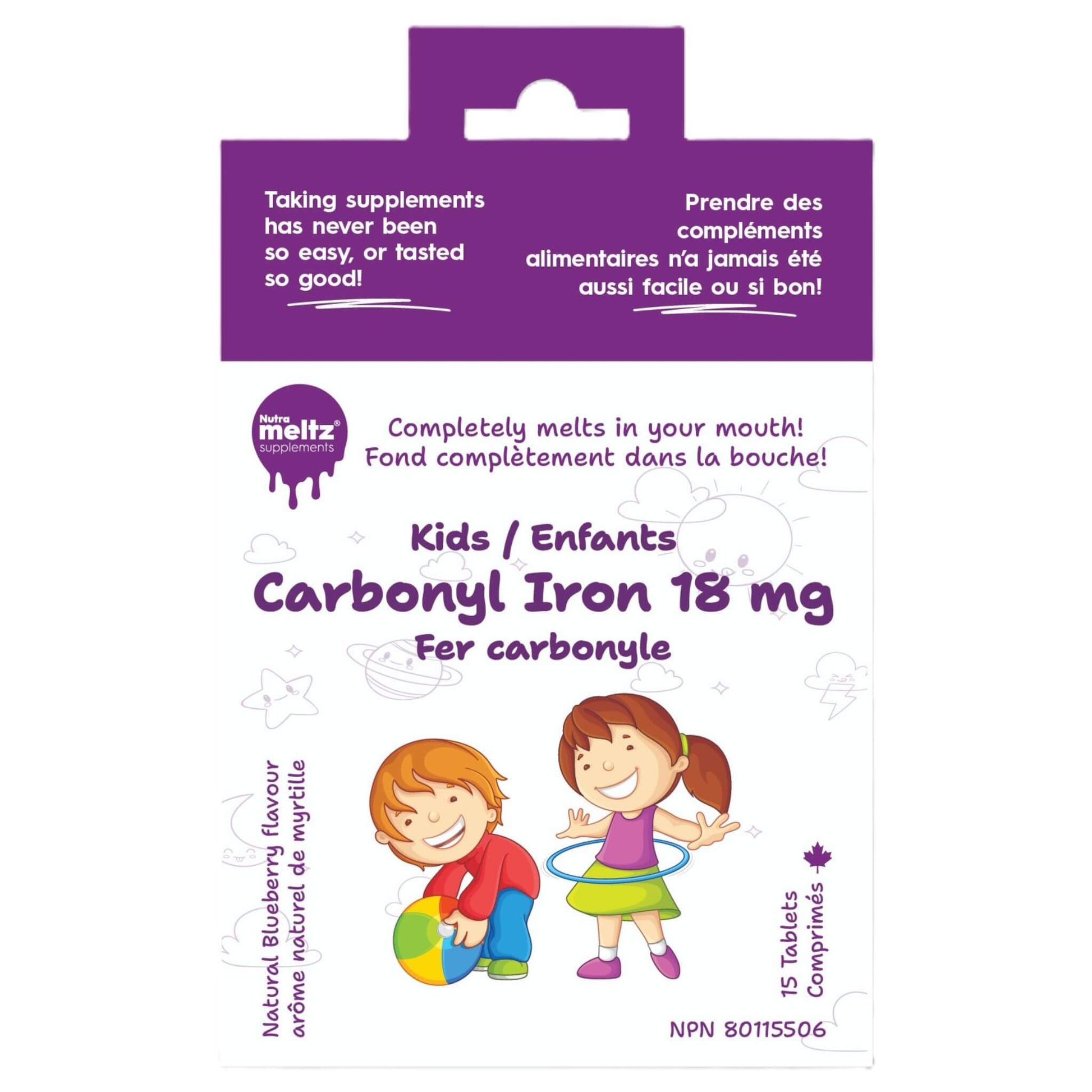 Nutrameltz KIDS Carbonyl Iron 18mg 15 Tablets - Improves Focus, Boosts Energy Production, Prevents Iron Deficiency, Supports Muscle Function, Helps In Red Blood Cell Formation