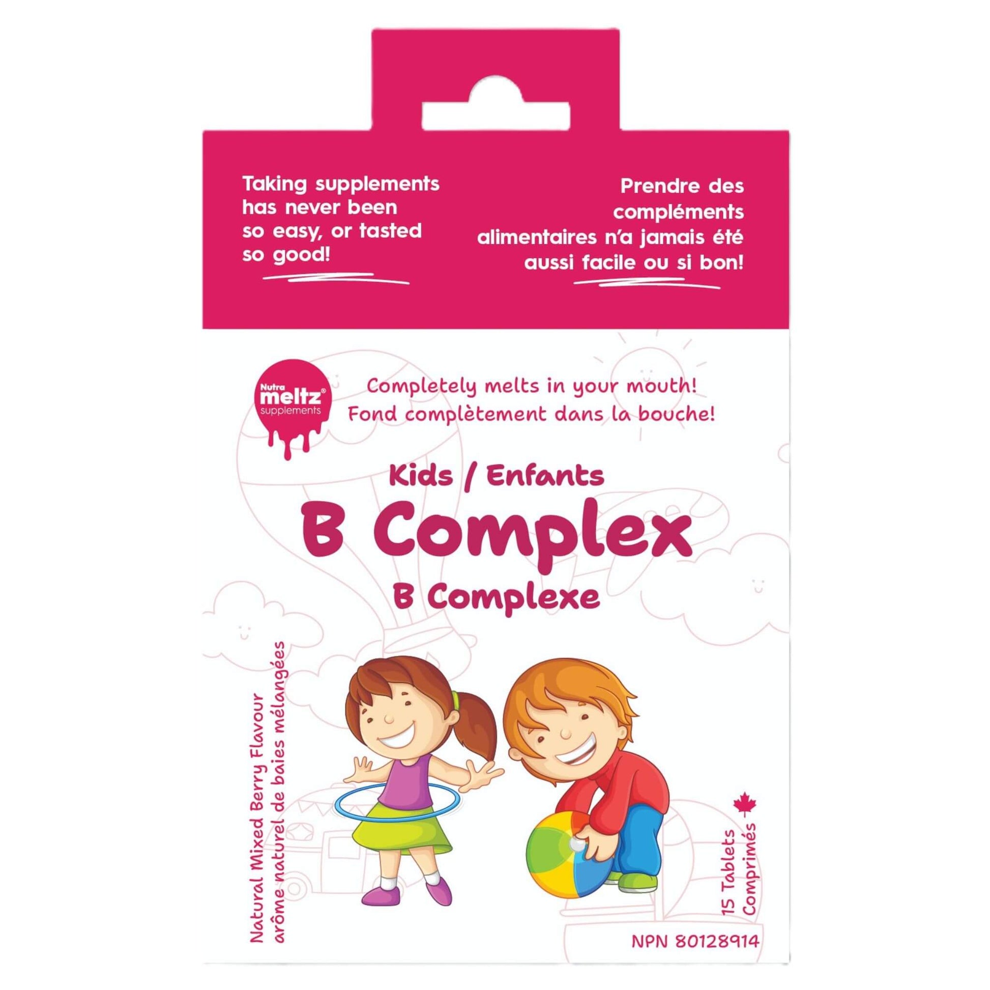 Nutrameltz KIDS Vitamin B-Complex 15 Tablets - Helps Growth And Development, Supports Metabolism Of Iron, Promote Growth And Development, Source Of Vitamins, Maintains Good Health