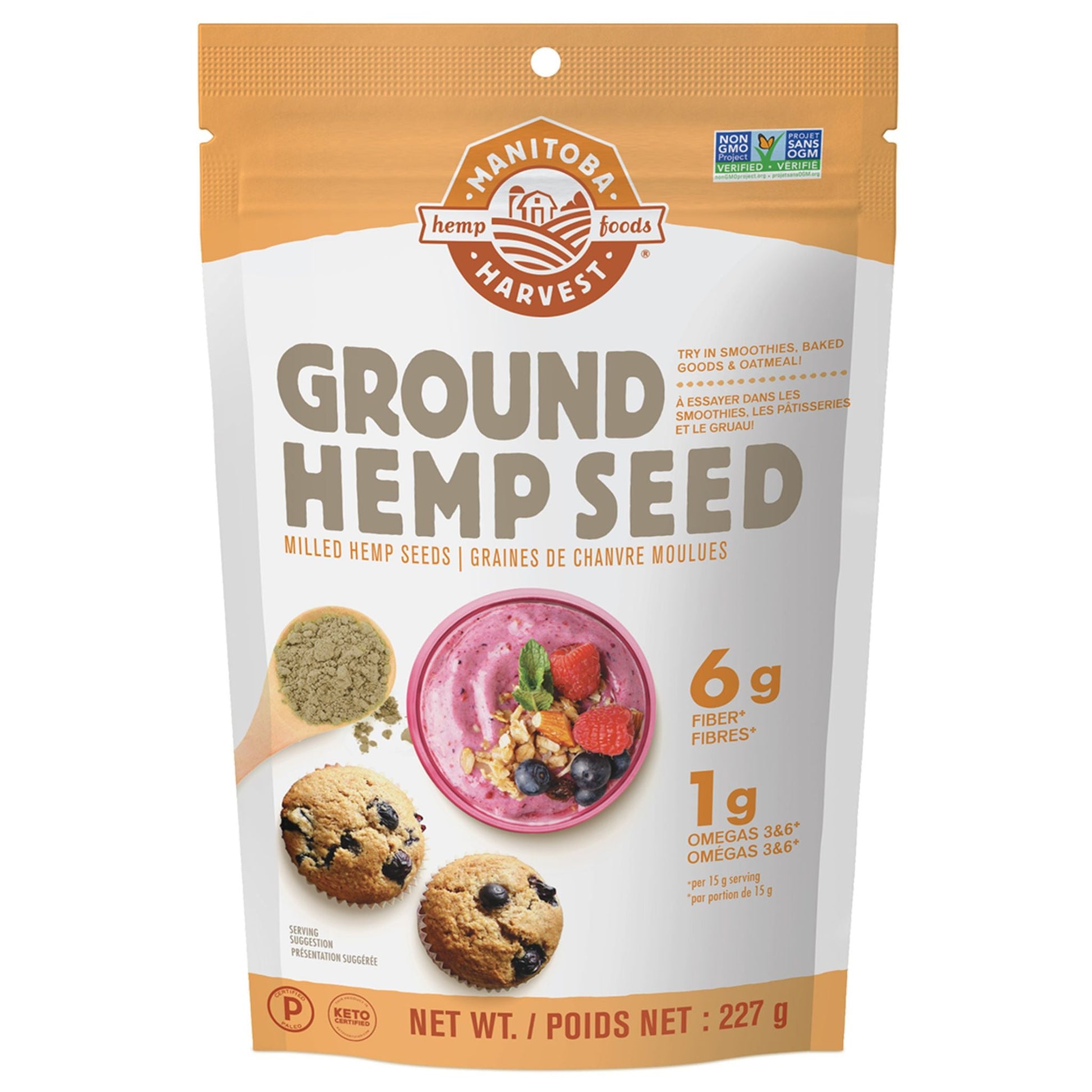 Manitoba Harvest Ground Hemp Seed 227g - Boost Your Baking With the Power of Hemp! Try in Smoothies, Baked Goods & Oatmeal, Organic Milled Hemp Seed