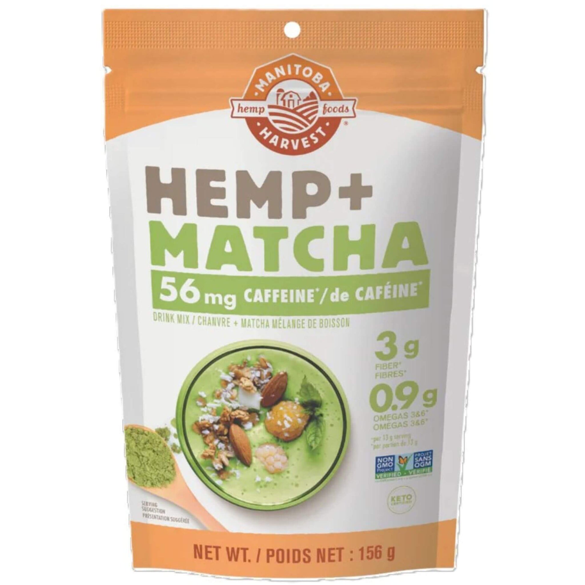 Manitoba Harvest Hemp+ Matcha 156g - Organic Superfood Blend, Ideal Green Smoothie for a Nutritious Breakfast, Suitable for All Diets