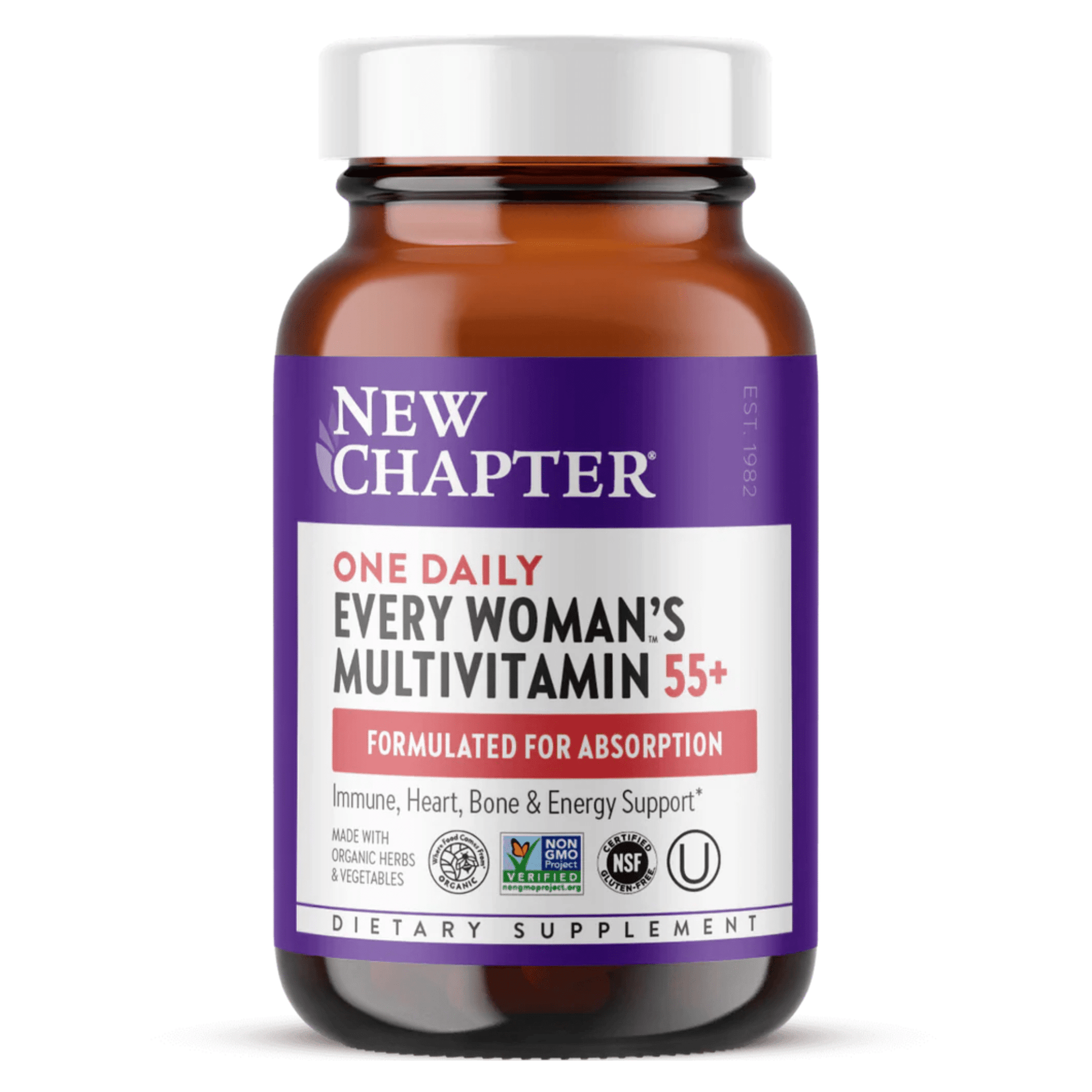 New Chapter Every Woman's One Daily 55+ 60 Tablets - Expertly Formulated One Daily Multivitamin for Women Over 50, Support Immune, Heart, Brain, Bone, Energy, Skin, Hair & Breast Health