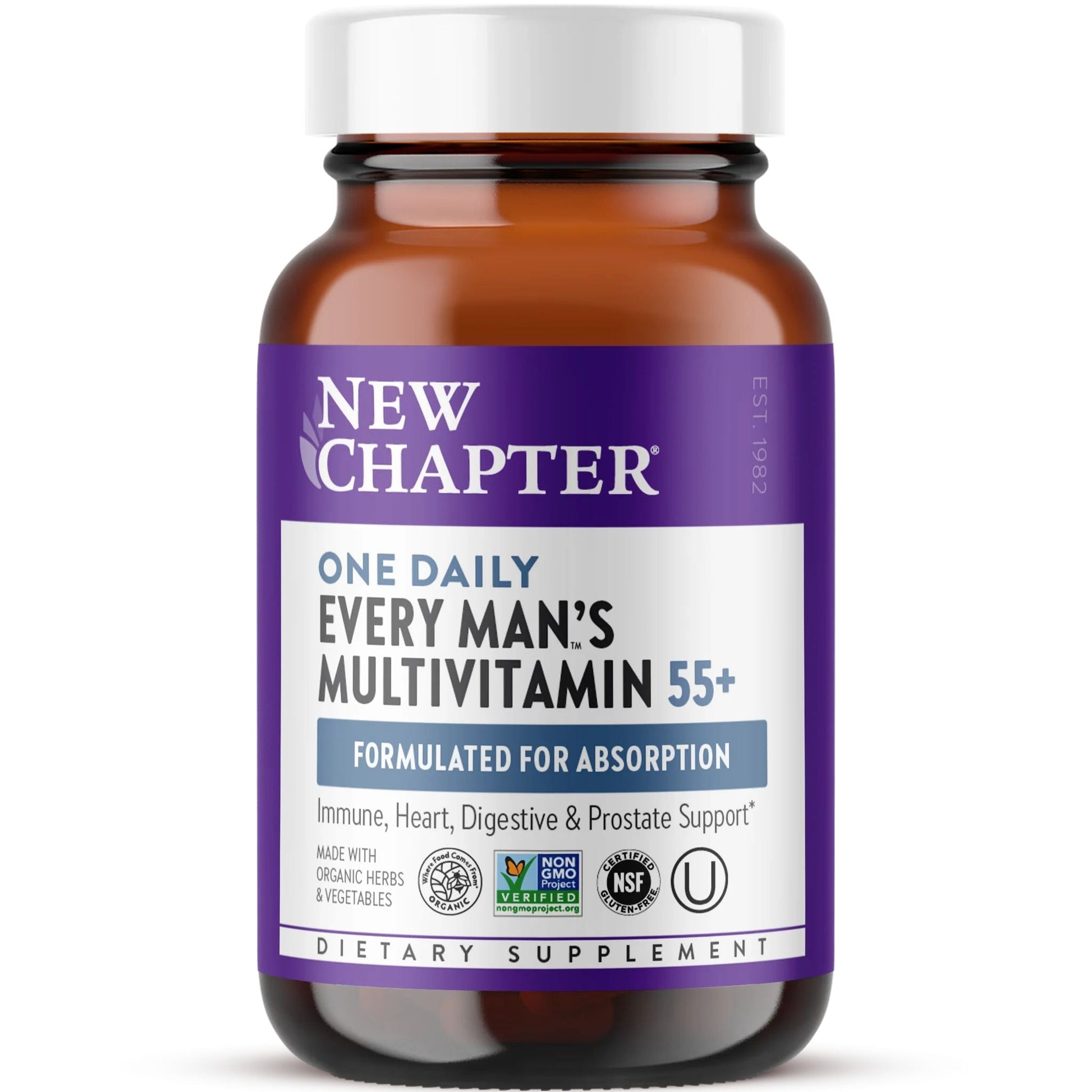 New Chapter Every Man's One Daily 55+ 30 Tablets - Expertly Formulated One Daily Multivitamin for Men Over 50, Support Immune, Heart, Prostate, Digestion, and Brain Health