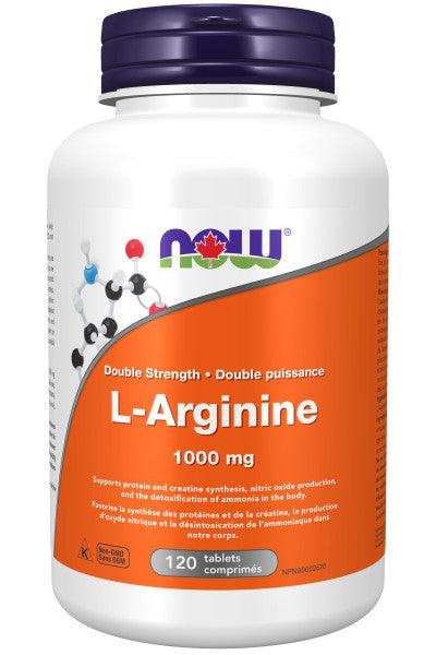 Now L-Arginine 1000mg 120 Tablets - Double Strength, Supports Protein and Creatine Synthesis, Nitric Oxide Production and Detoxification of Ammino in the Body
