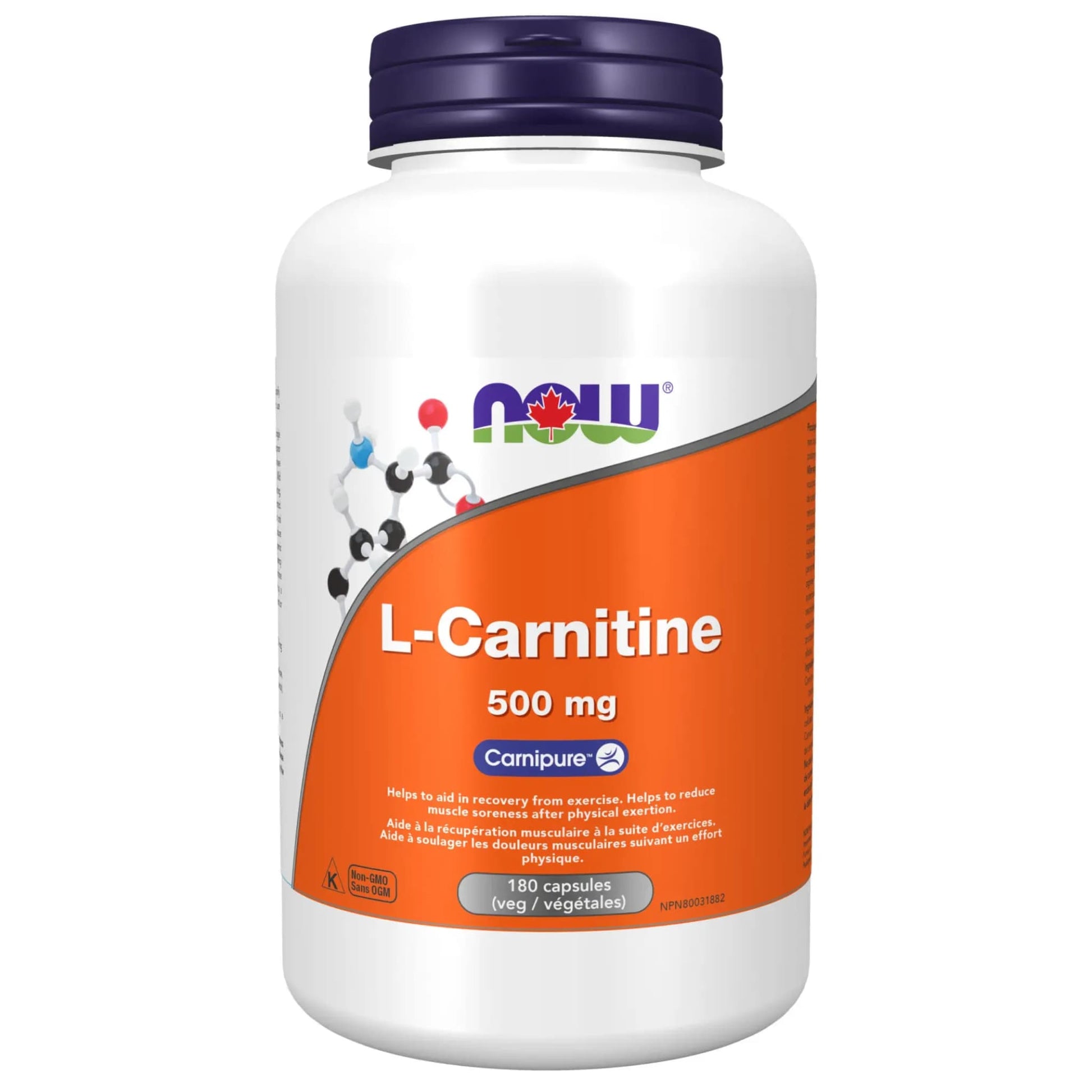 NOW L-Carnitine 500mg 180 Vegetable Capsules