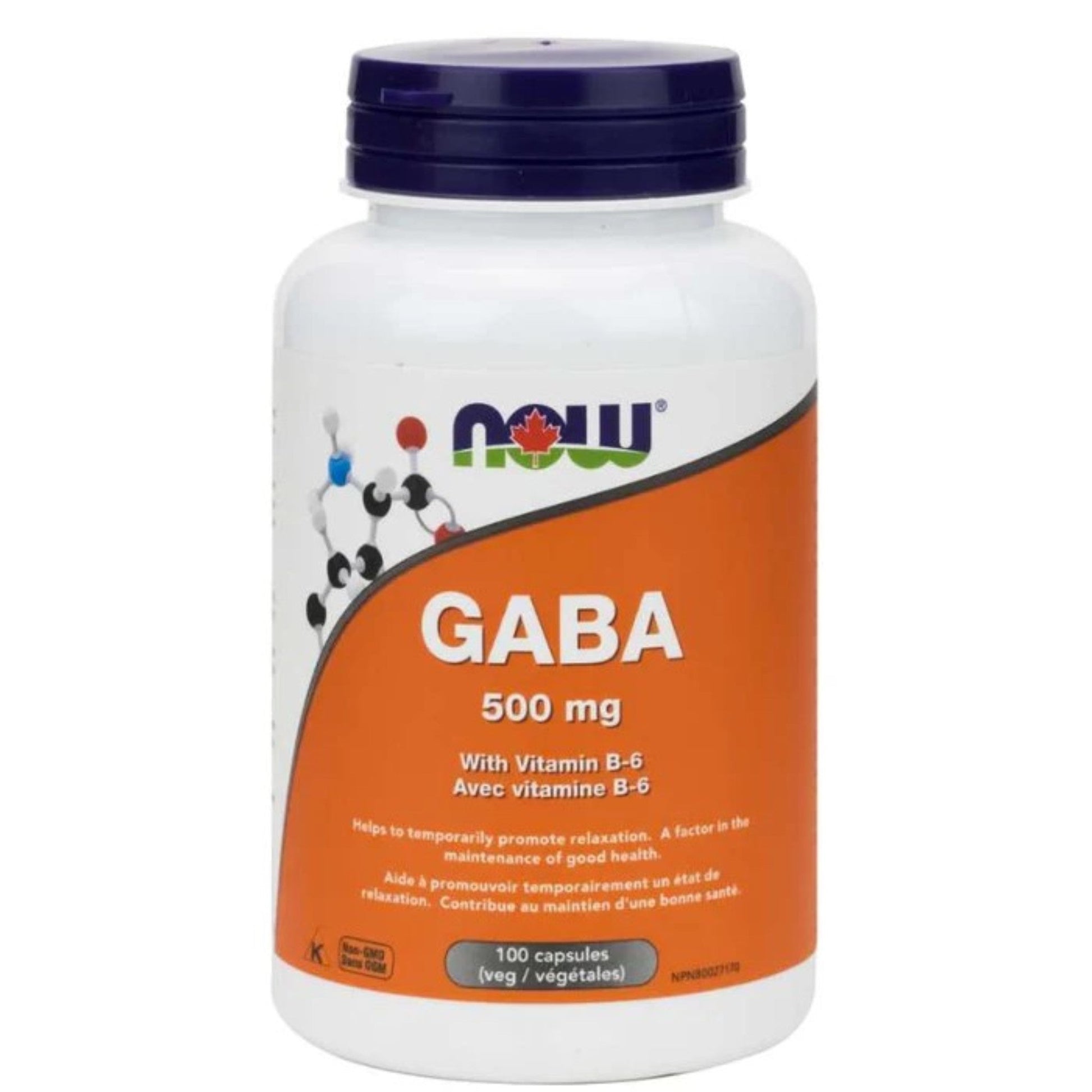 Now Gaba 500mg With Vitamin B-6, 100 Veg Capsules - Provides Neurotransmitter Support & Relaxation, Eases Nervous Tension