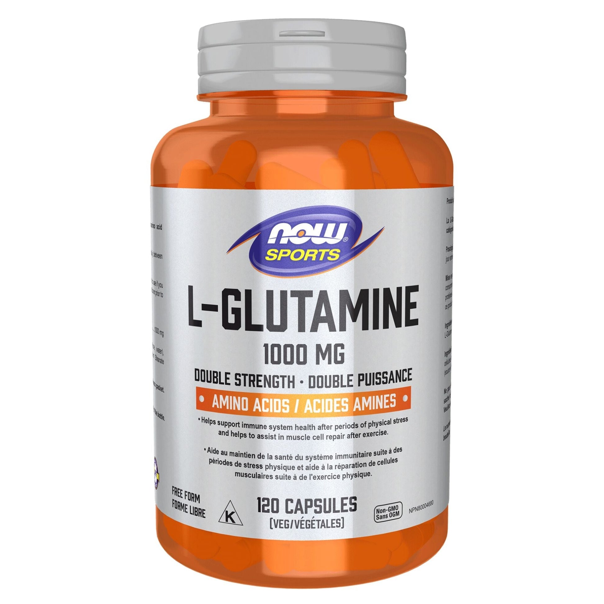 NOW L-Glutamine 1000mg 120 Vegetable Capsules