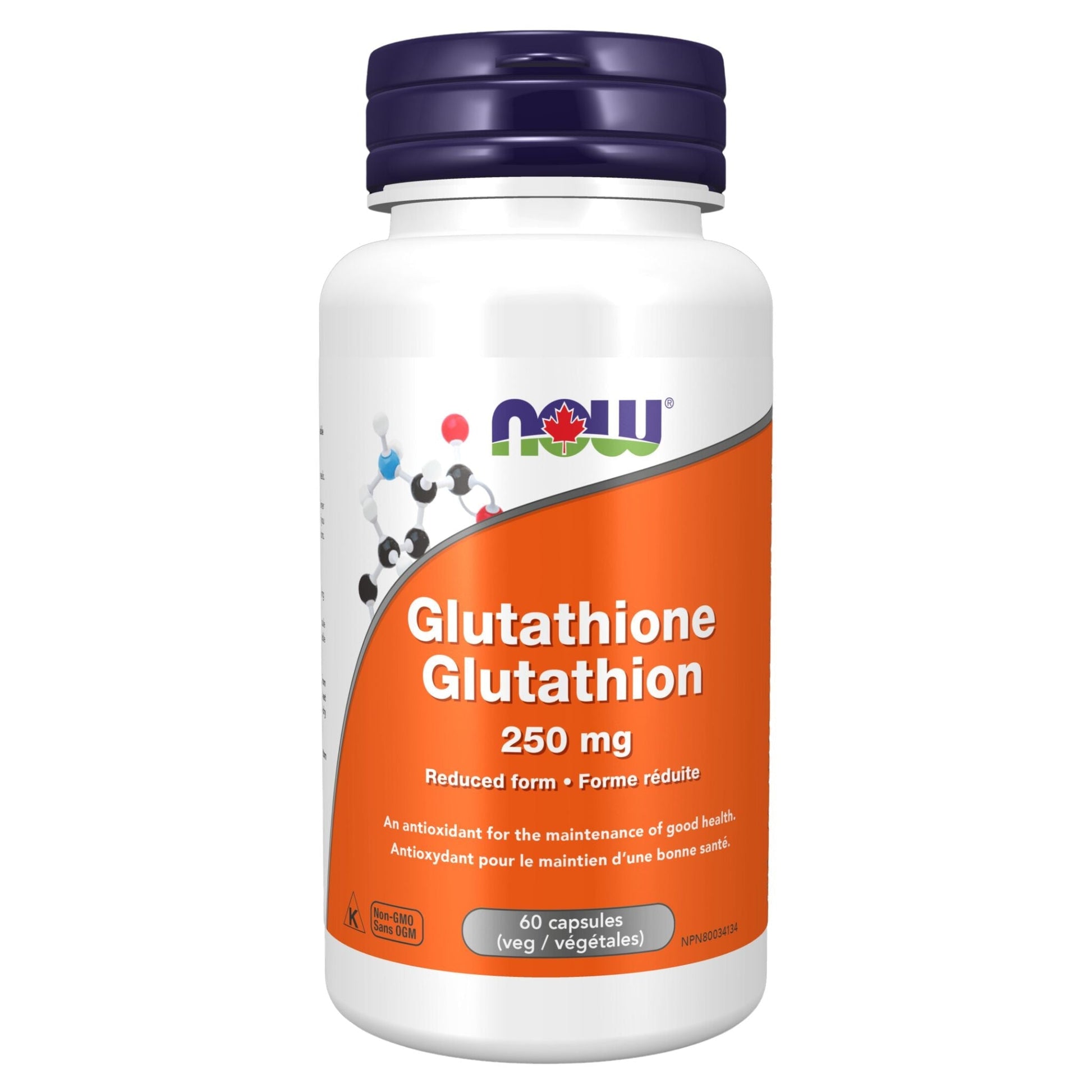 NOW Glutathione 250mg 60 Vegetable Capsules