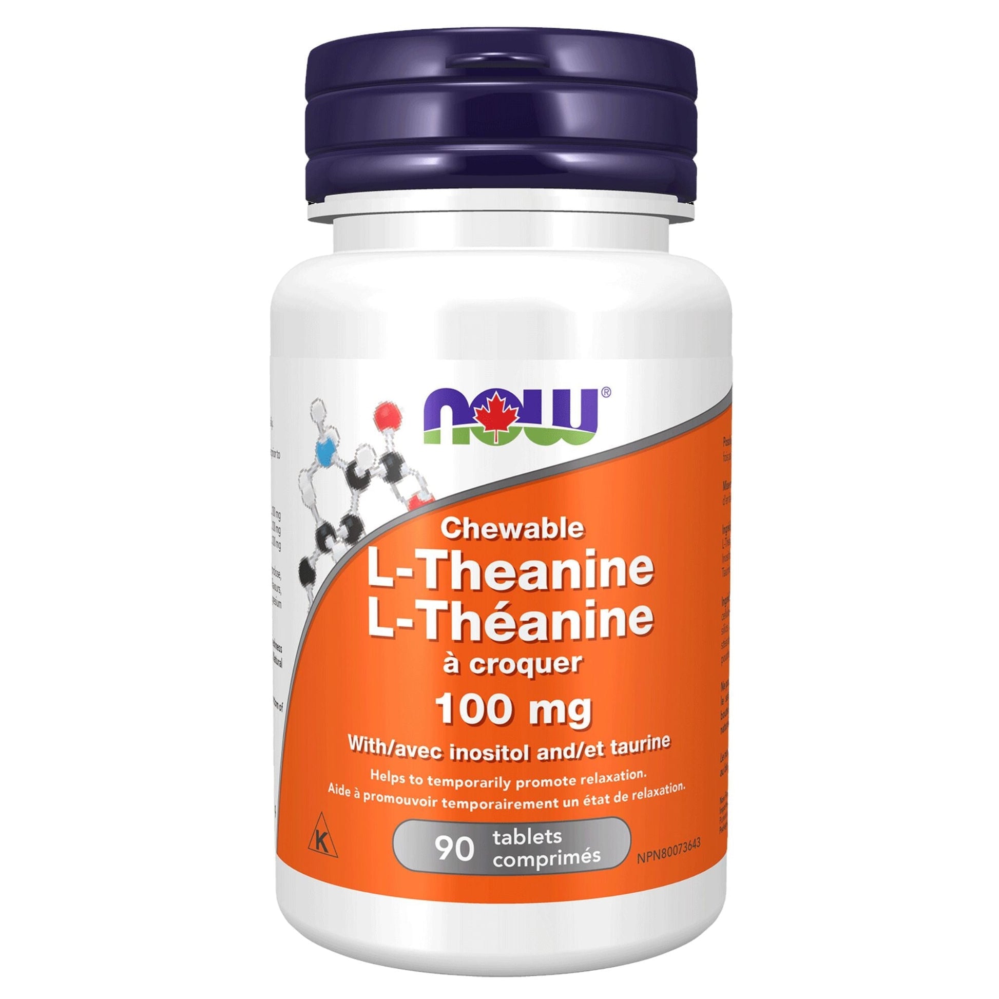 NOW L-Theanine 100mg Plus Chewable 90 Tablets