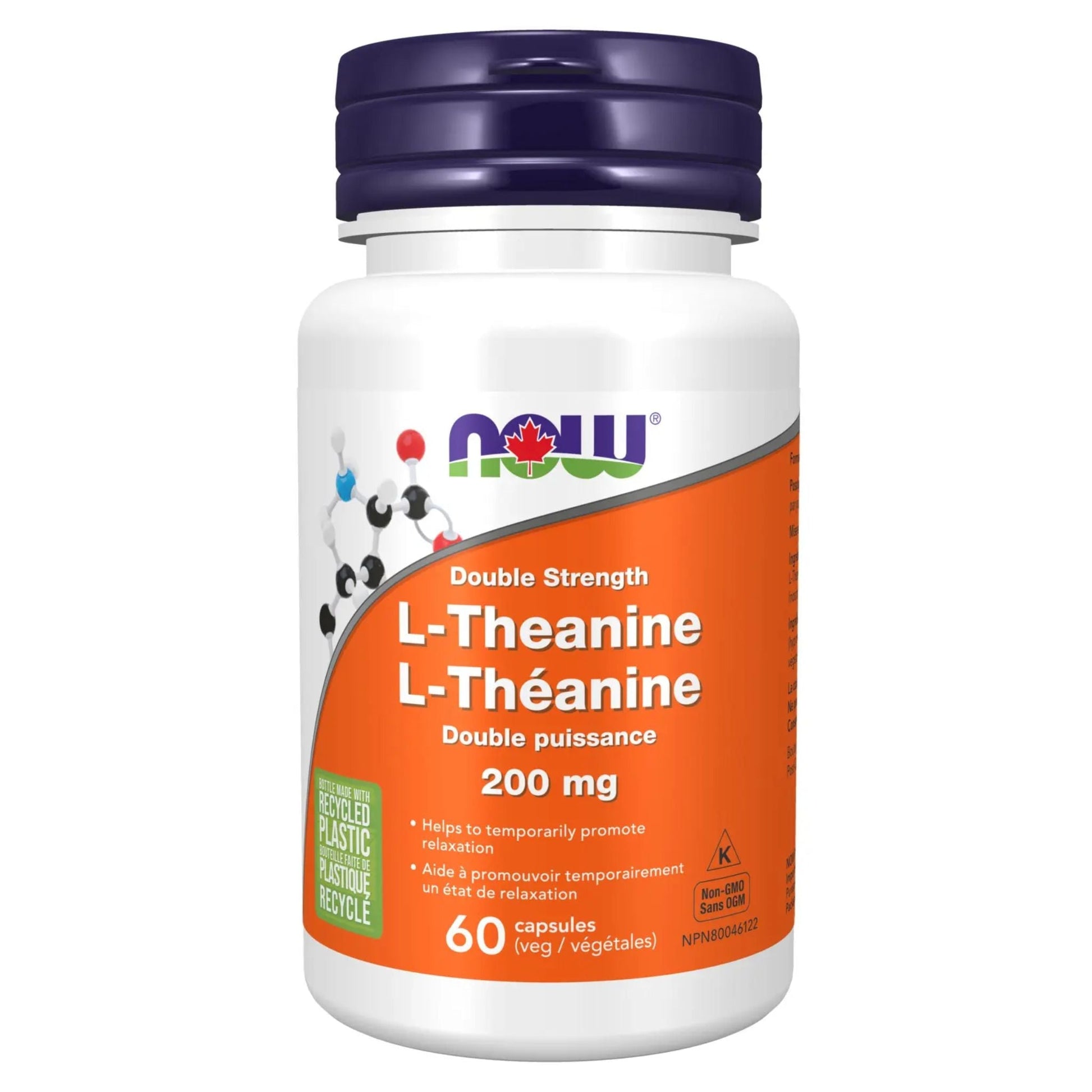 NOW L-Theanine 200mg 60 Vegetable Capsules