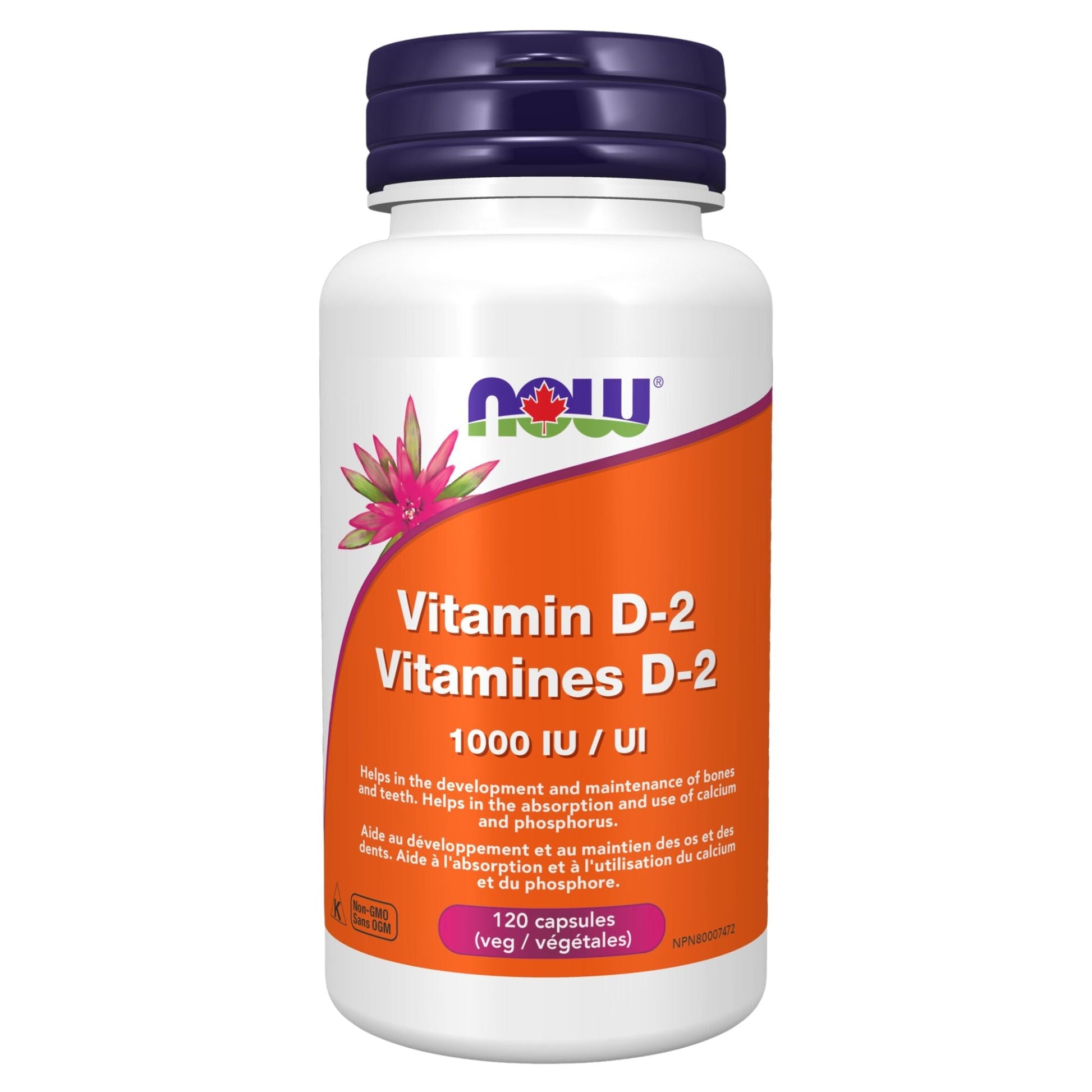 NOW Vegetarian Dry Vitamin D-2 1000 IU 120 Vegetable Capsules