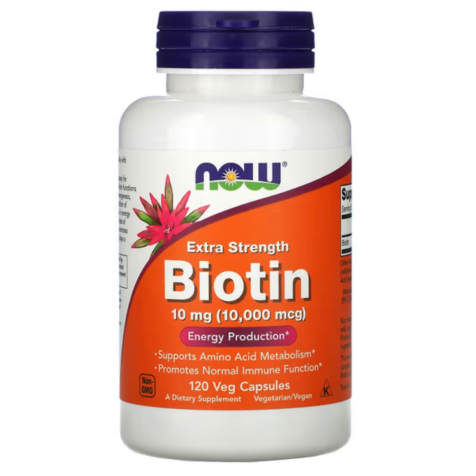 NOW Biotin 10000mcg 120 Veg Capsules - Promotes Immune Function, Supports Healthy Hair, Skin, and Nails, Supports Amino Acid Metabolism