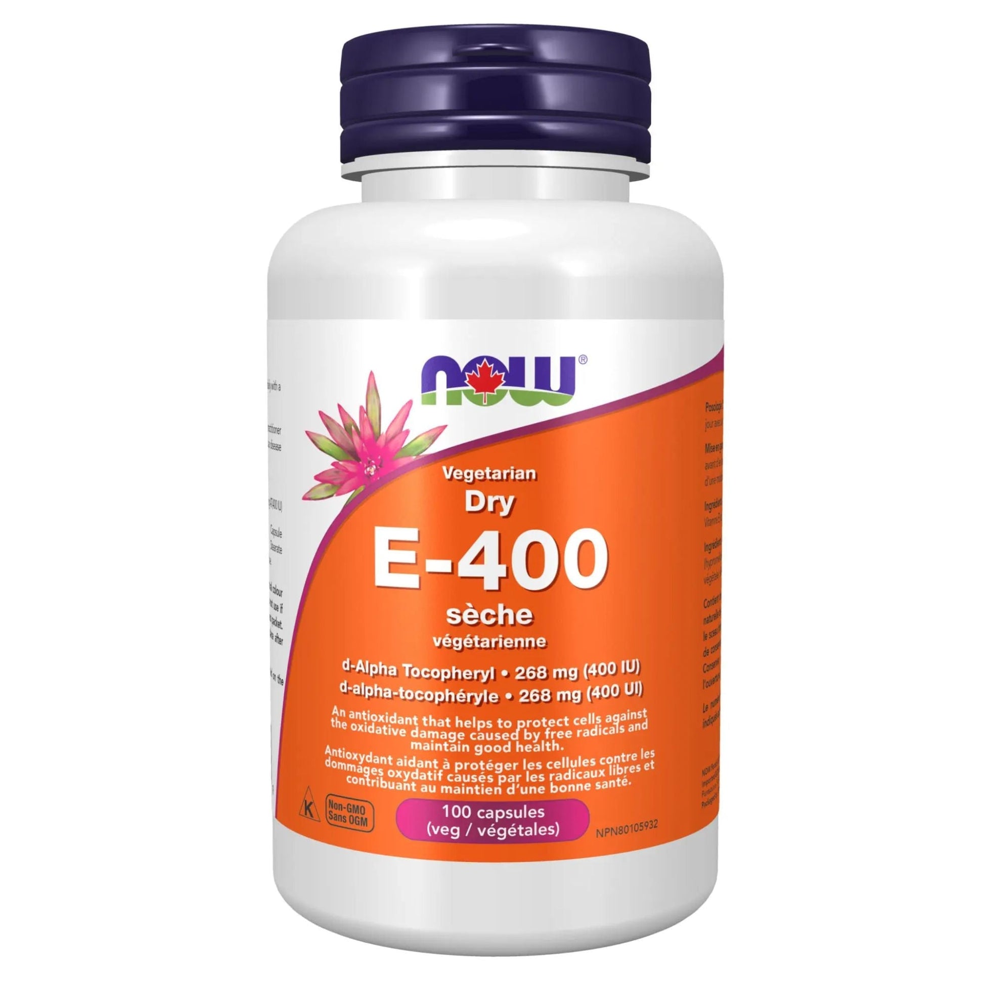 NOW Vegetarian Dry Vitamin E-400 IU 100 Vegetable Capsules