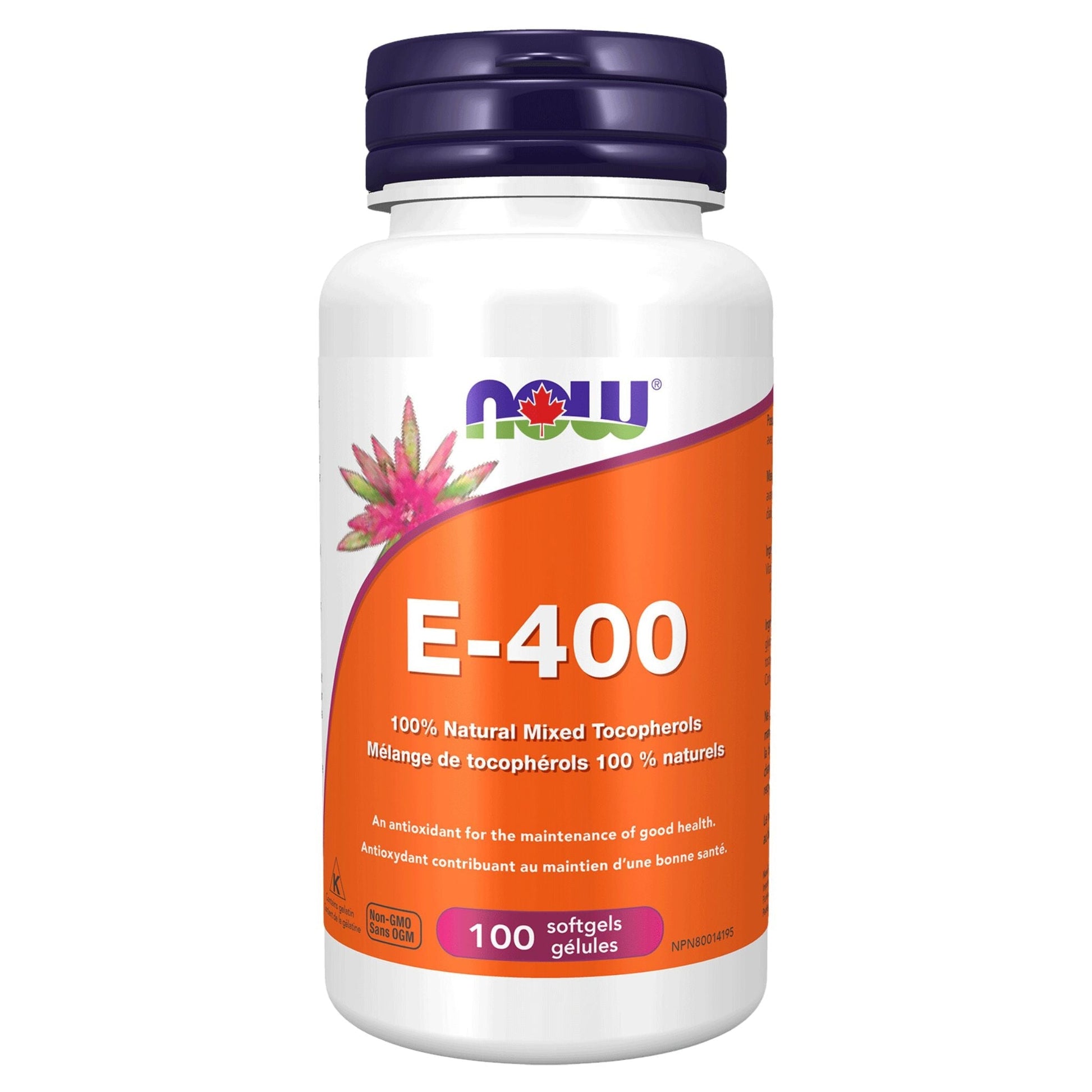 NOW E-400 IU 100% Natural Mixed Tocopherols 100 Softgels