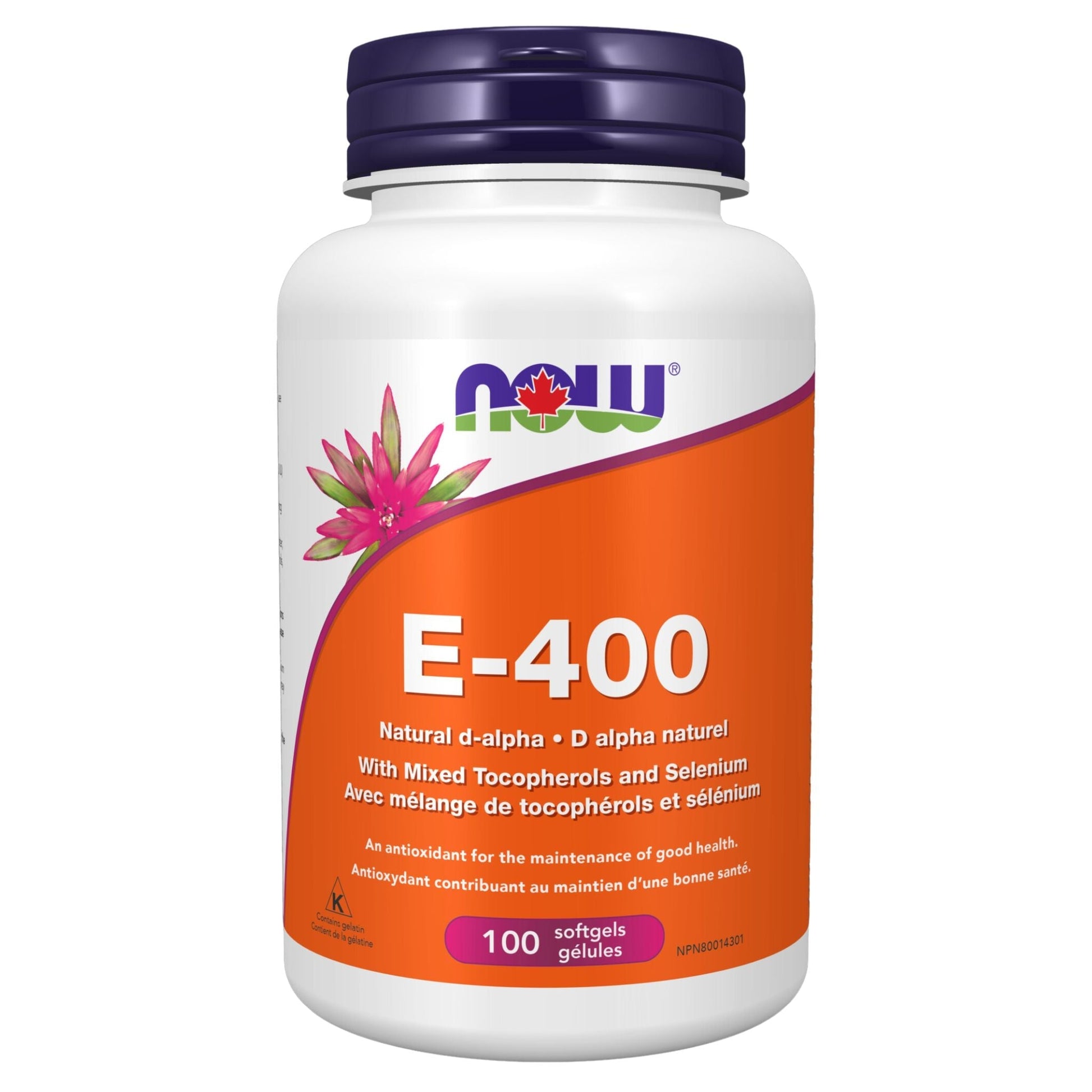 NOW E-400 Mixed Tocopherols with Selenium 100 Softgels