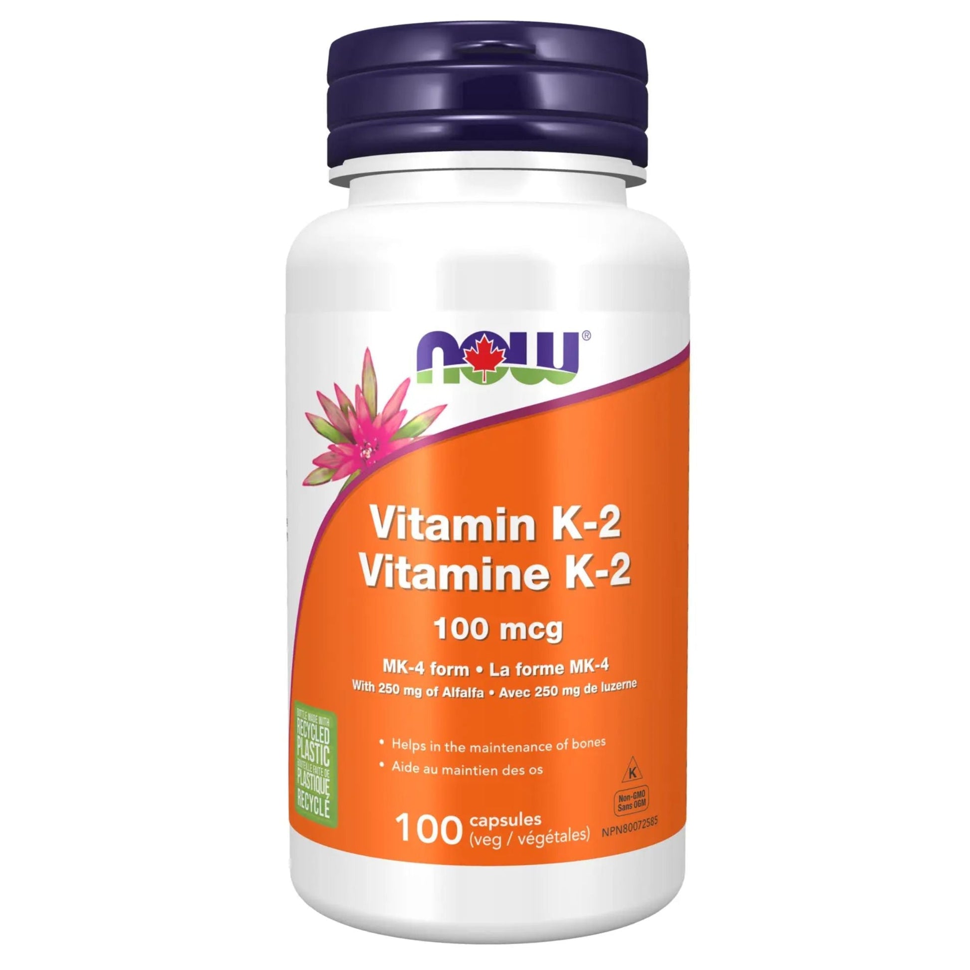 NOW Vitamin K-2 100mcg 100 Vegetable Capsules