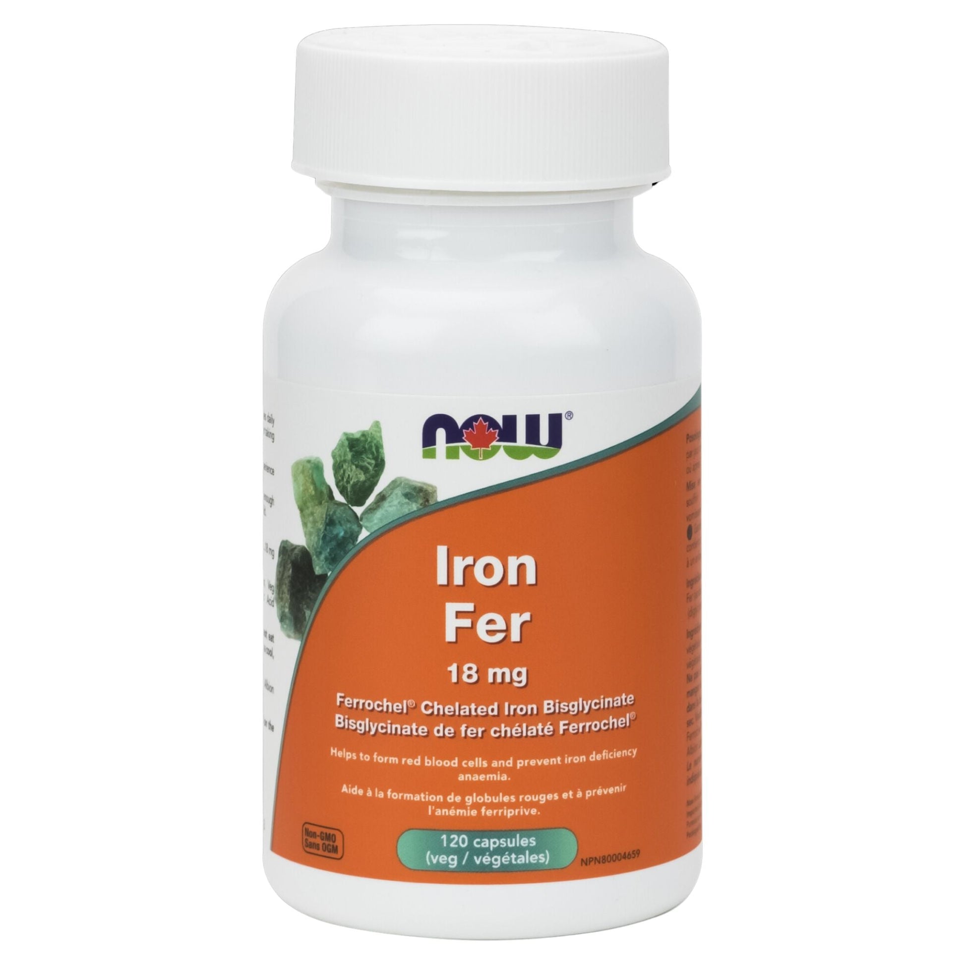 NOW Iron Bi Softgelslycinate 18mg 120 Vegetable Capsules