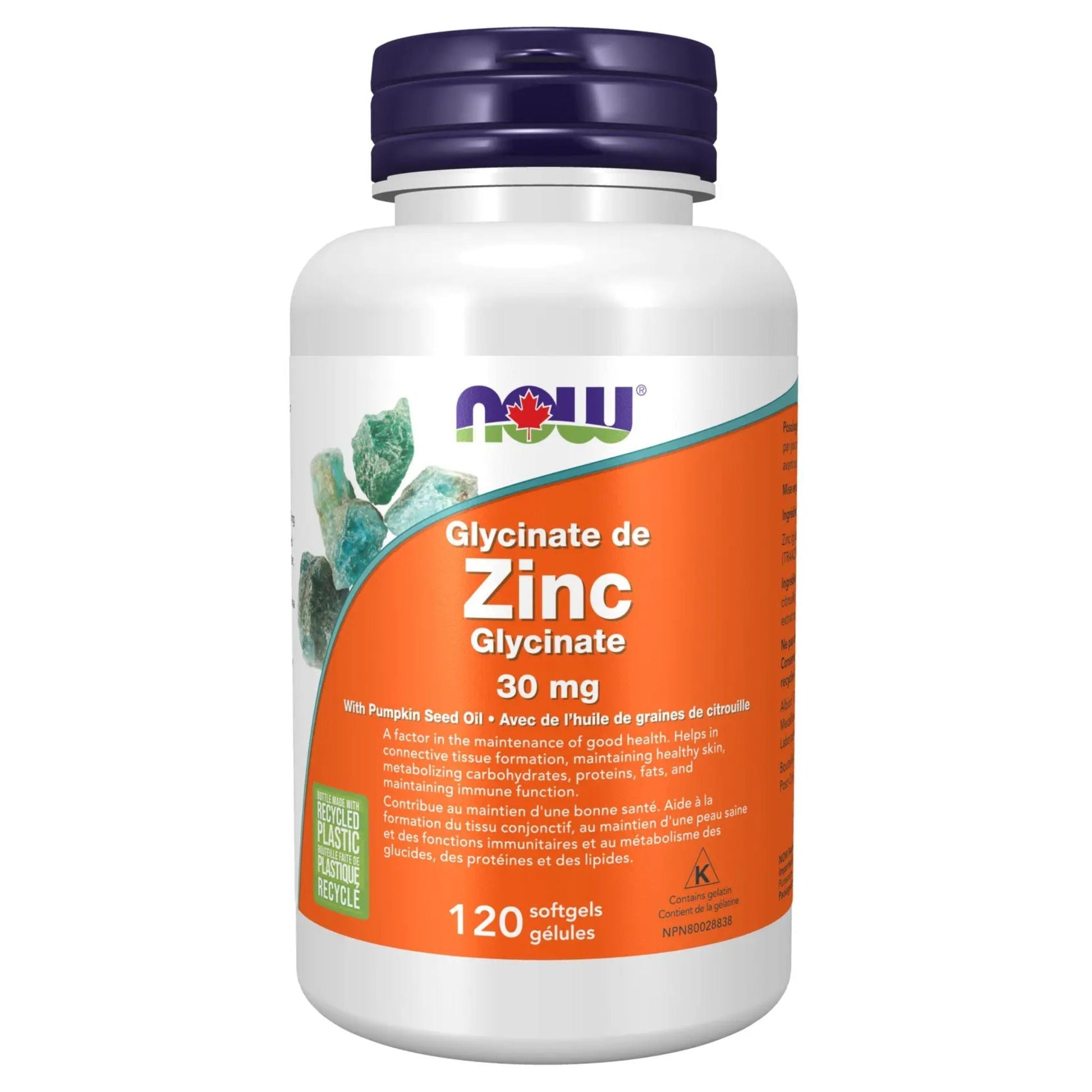 NOW Zinc Glycinate 30mg 120 Softgels