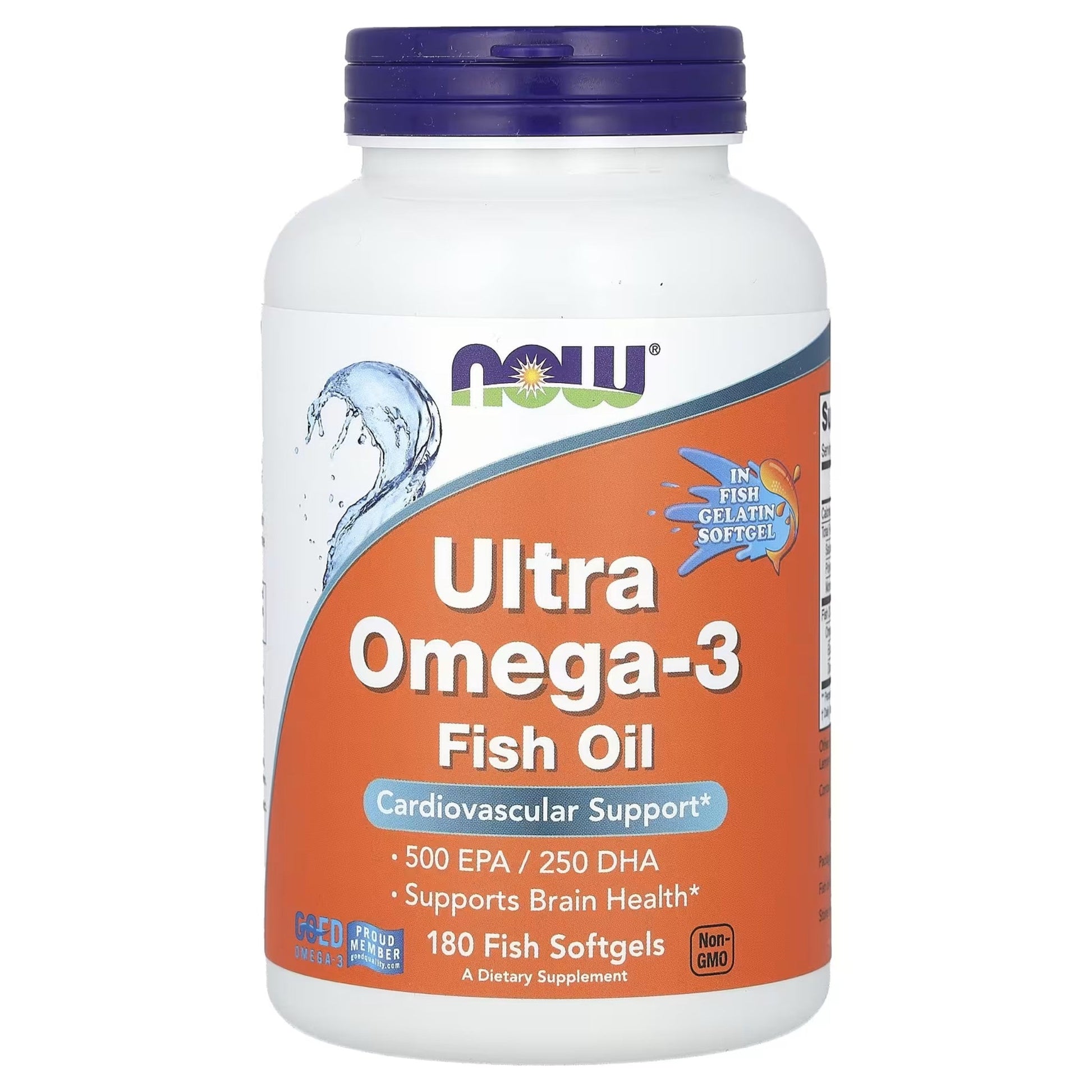 NOW Ultra Omega-3 Fish Oil 500 EPA/250 DHA 180 Softgels - Promotes Cardiovascular Health, Supports Brain Health and Function, Improves Joint Health and Flexibility
