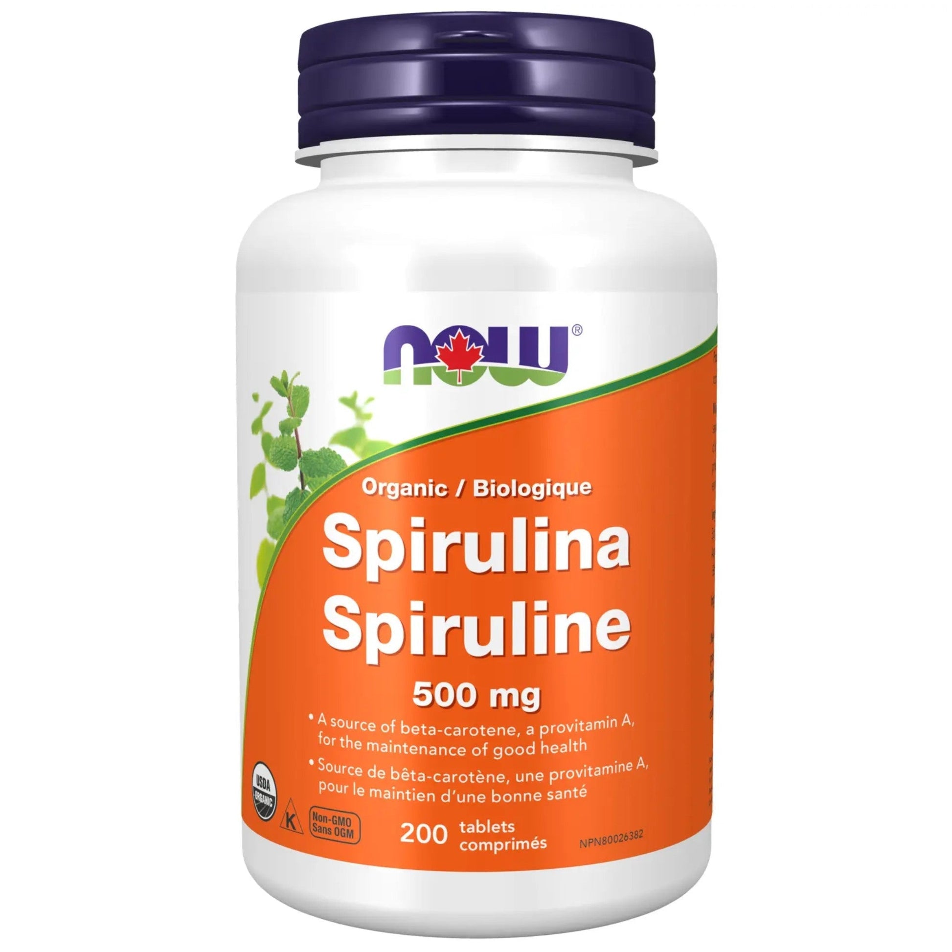 NOW Organic Spirulina 500mg 200 Tablets