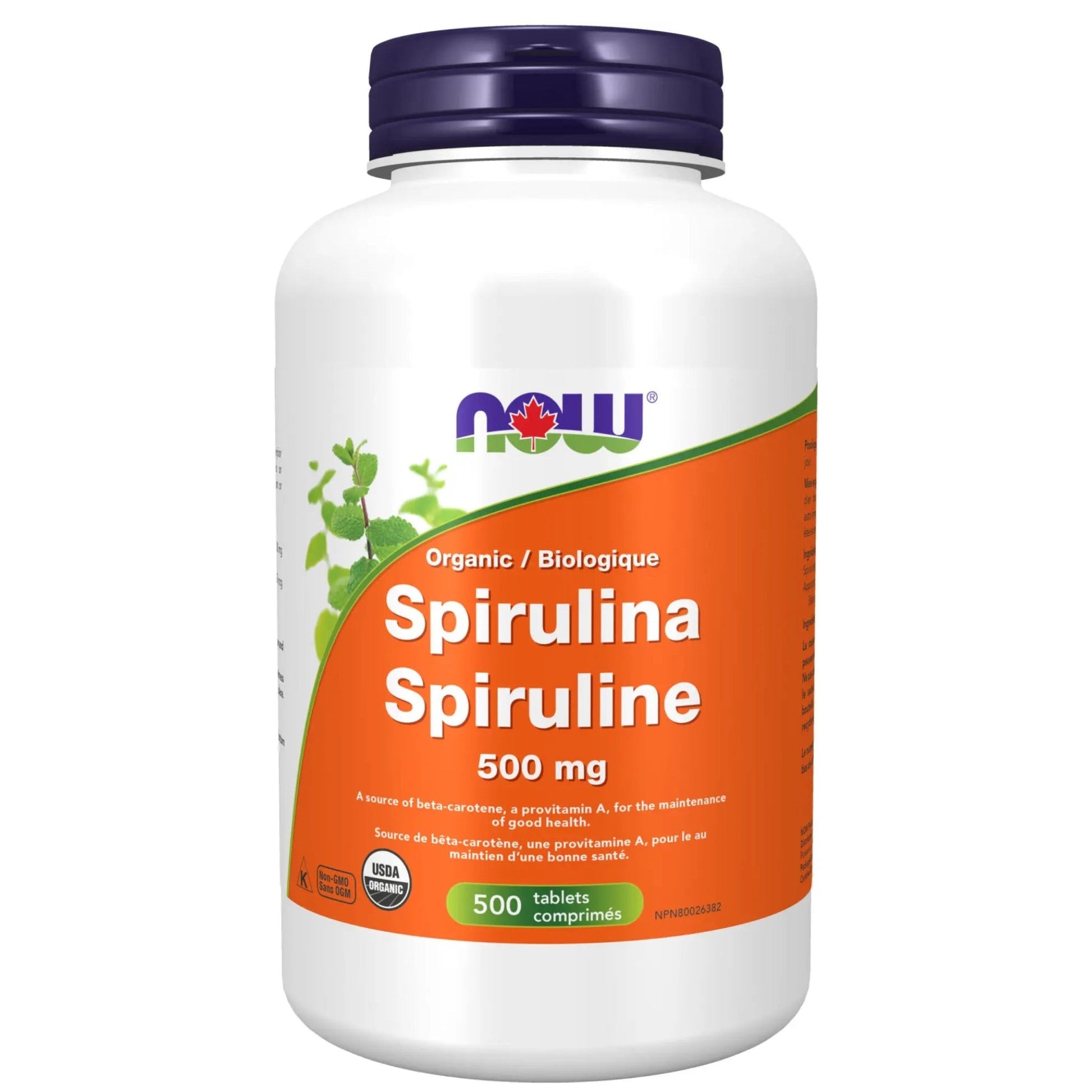 NOW Organic Spirulina 500mg 500 Tablets