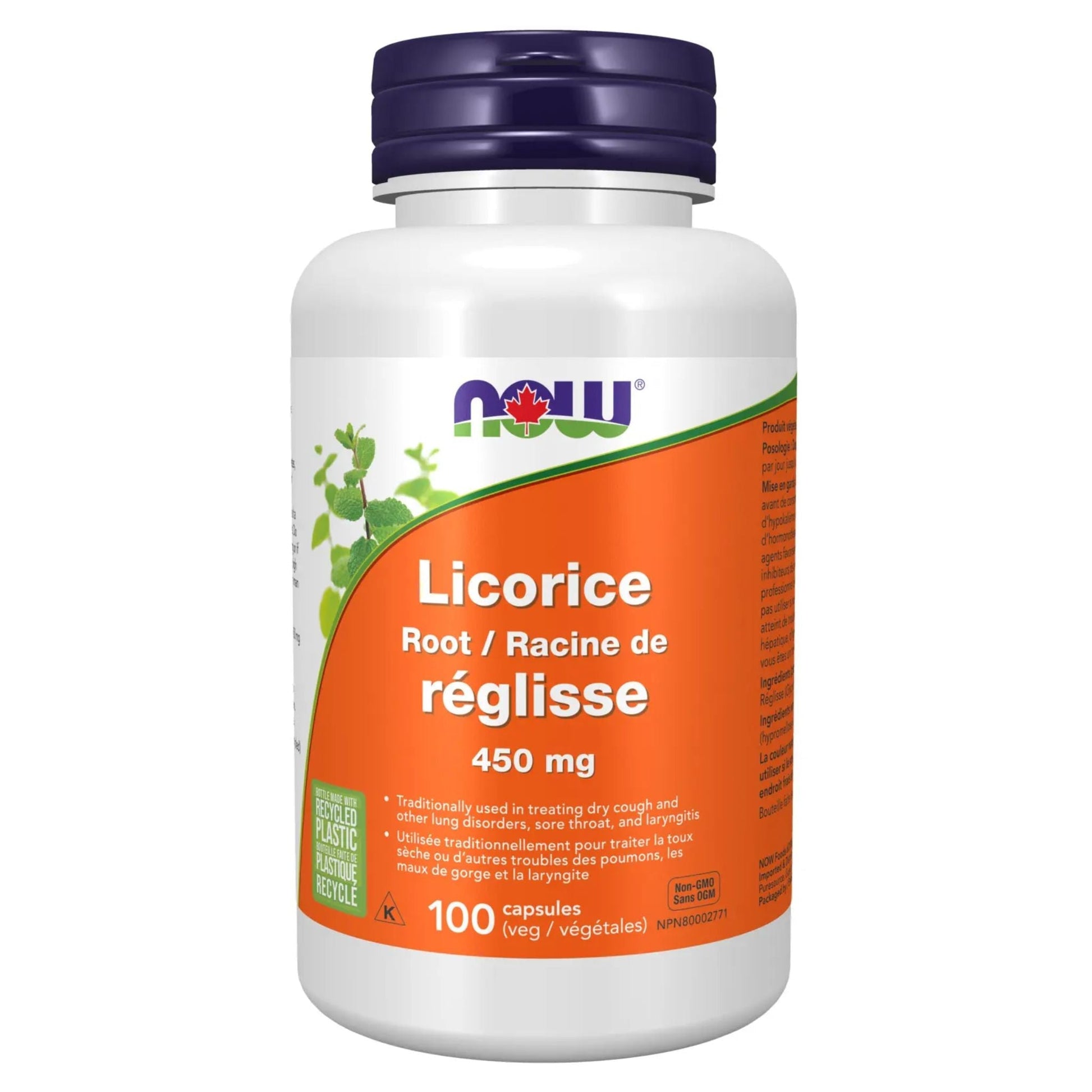 NOW Licorice Root 450mg 100 Vegetable Capsules