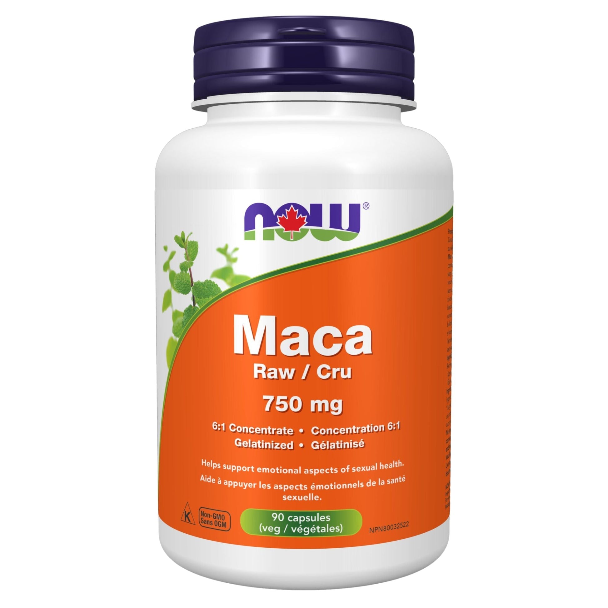 NOW Maca Extract 750mg Organic 90 Vegetable Capsules