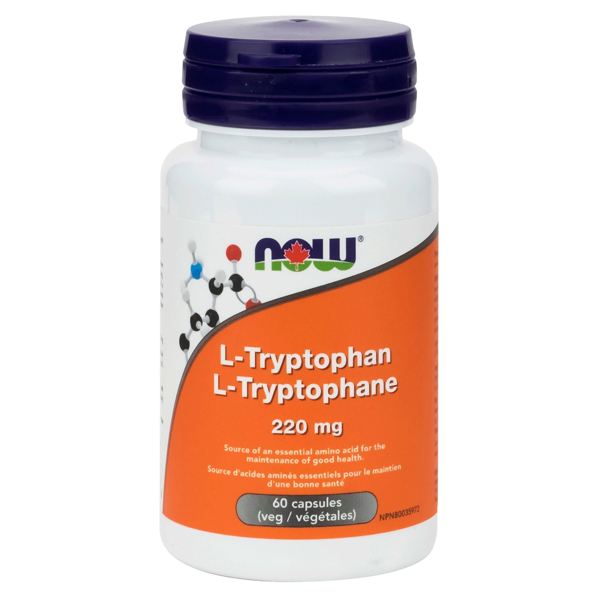 NOW L-Tryptophan 220mg 60 Vegetable Capsules