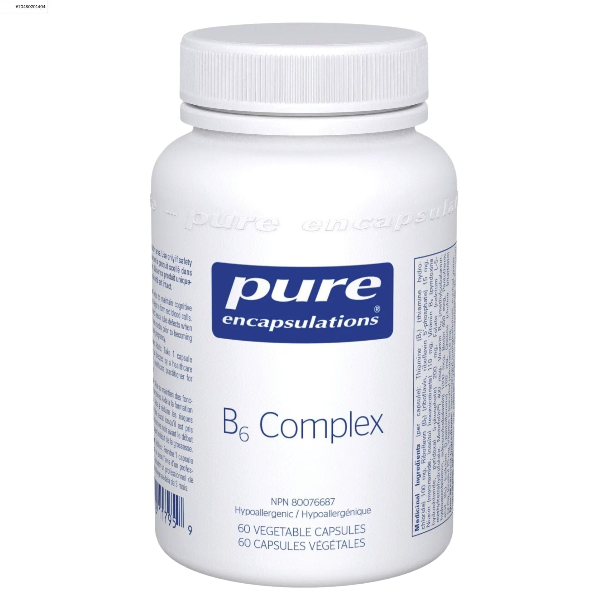 Pure Encapsulations B6 Complex 60 Vegetable Capsules