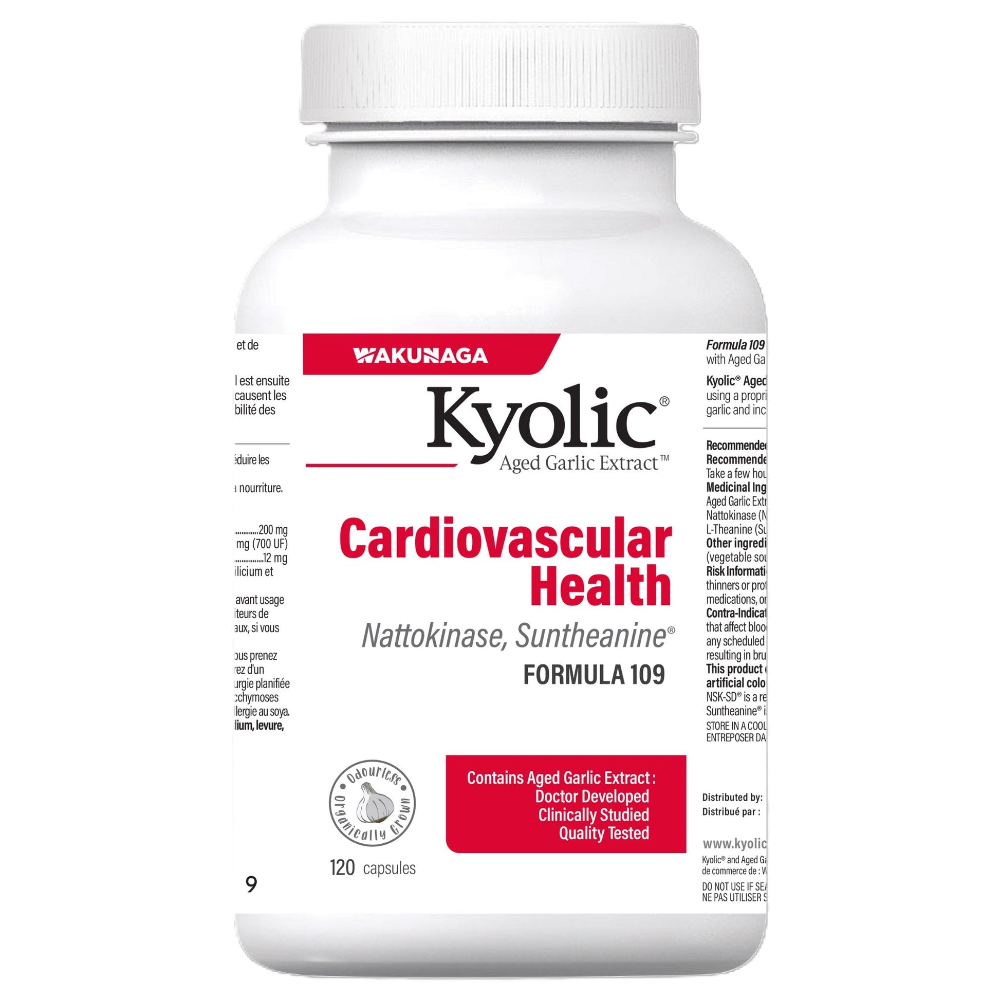 Kyolic Formula 109 Cardiovascular Health 120 Capsules - Support Healthy Blood Pressure Levels, Safe And Effective, Odorless, Aged Garlic Extract, Helps Reduce Elevated Blood Lipid Levels