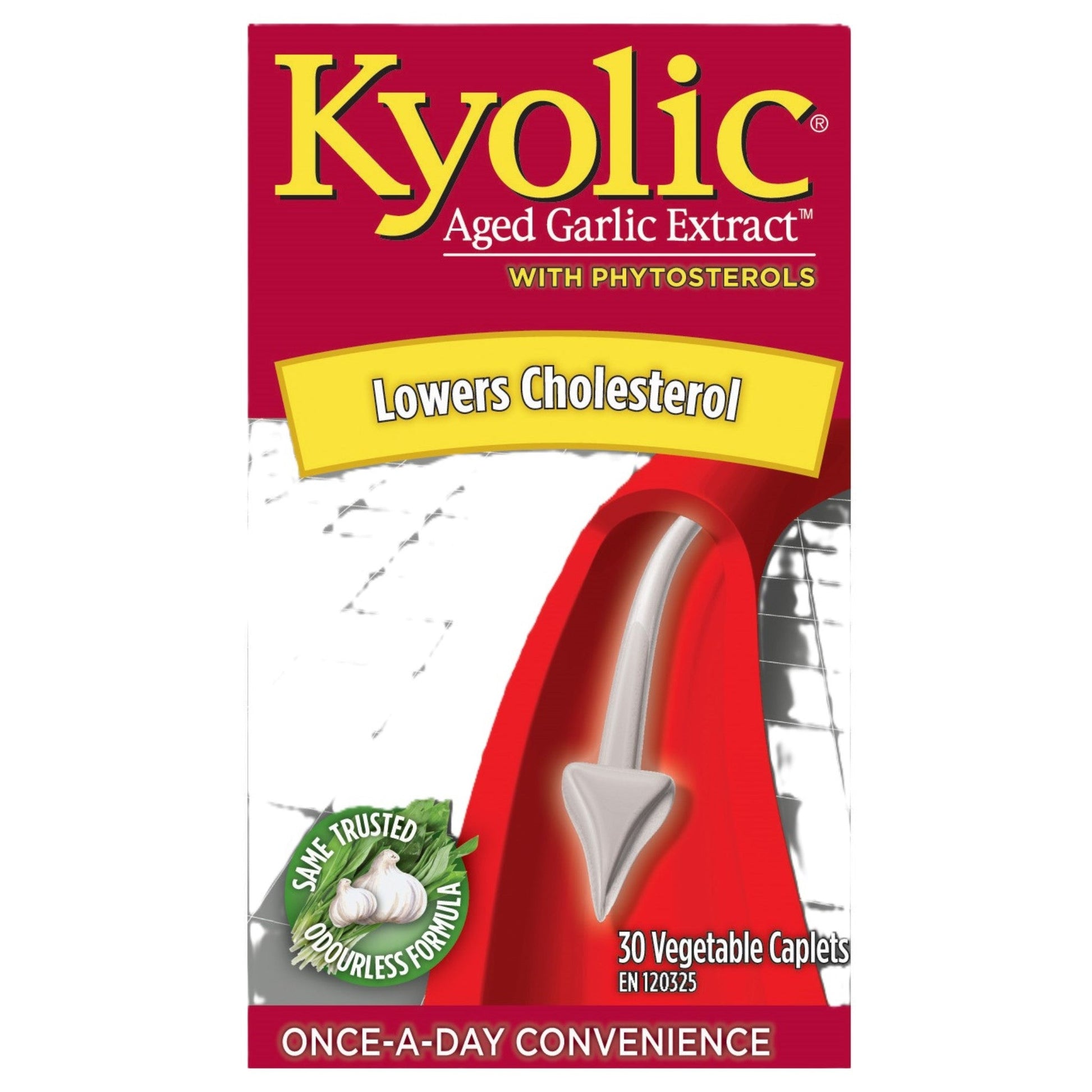 Kyolic Aged Garlic Extract with Phytosterols 30 Vegan Capsules - Maintain Healthy Circulation Normal Cholesterol Homocysteine Levels, Supports Cardiovascular Health, Gentle On Stomach