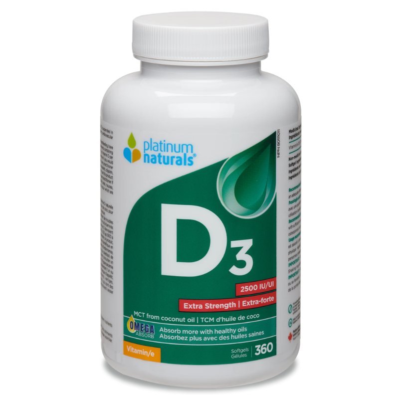 Platinum Naturals Vitamin D3 2500 IU X-Strong 360 Softgels