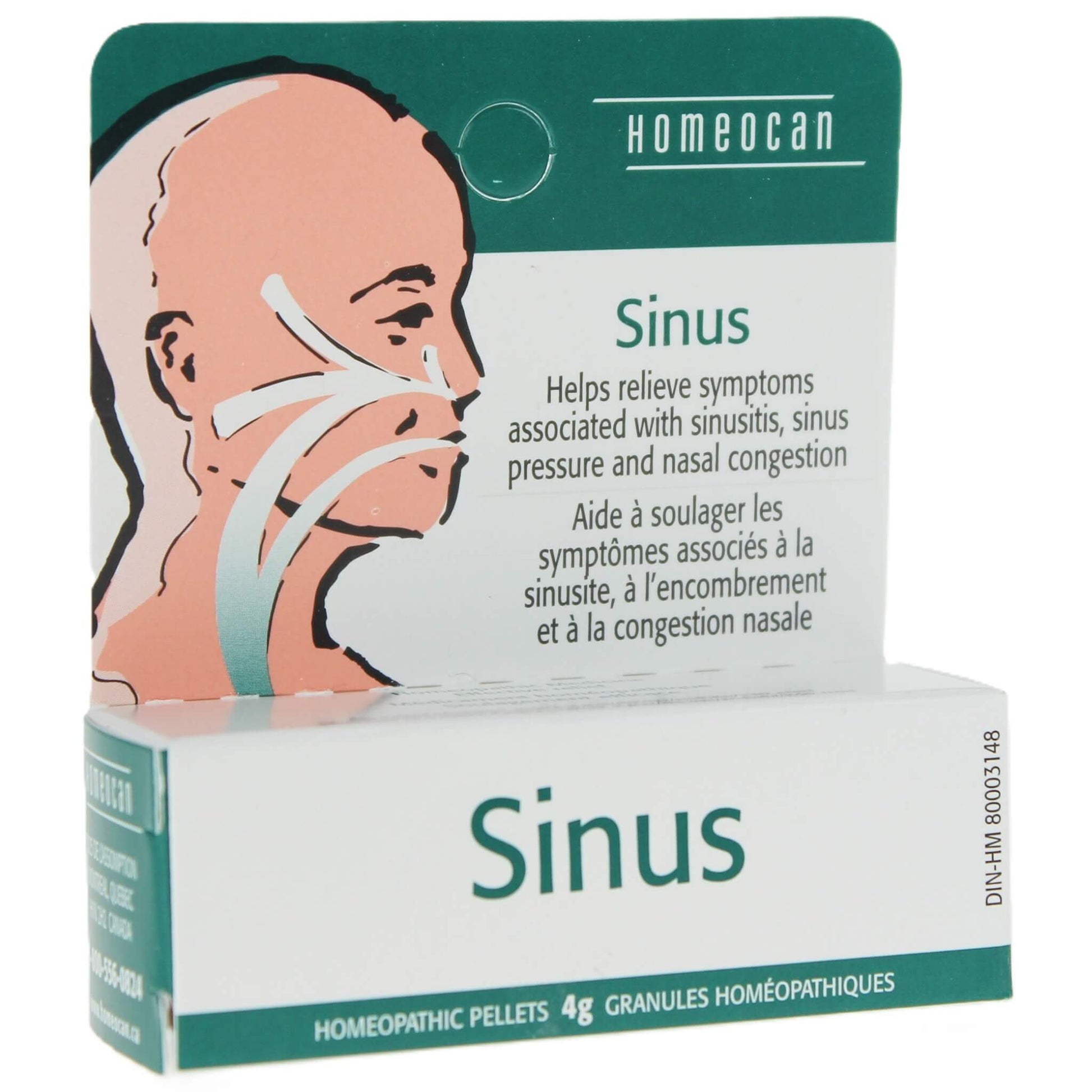 Homeocan Sinus Pellets 4g - Relieve Symptoms Associated With Sinusitis, Congestion, Nasal Congestion, Helps With Colds & Hay Fever, Effective Solution Respiratory Comfort