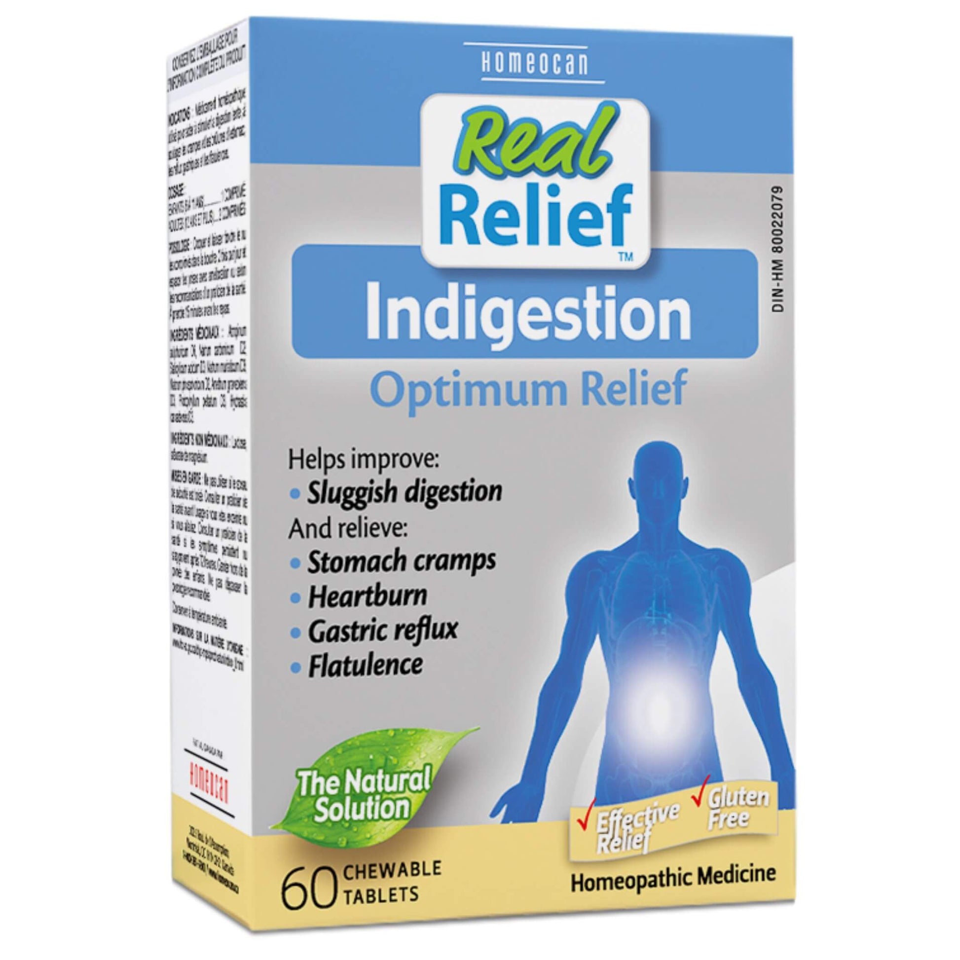Homeocan Real Relief Indigestion 60 Chewable Tablets - Natural Homeopathic Ingredients, Relieve Stomach Cramps, Heartburn, Gastric Reflux, And Flatulence, Help Improve Sluggish Digestion
